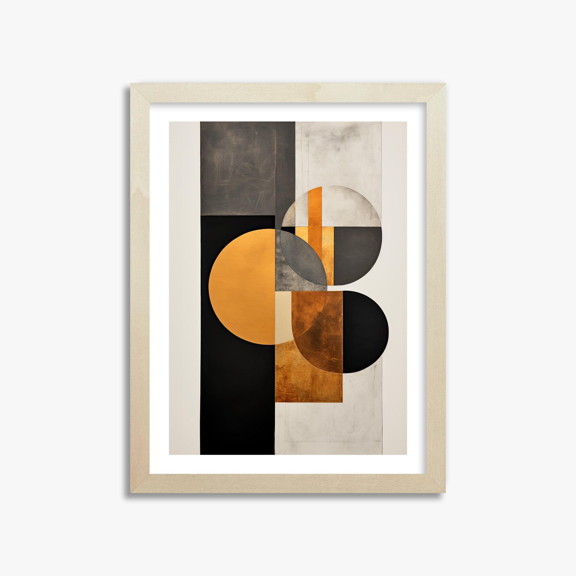 Golden Geometry, 30x40cm Framed Art Reproduction With Lime Wood Frame