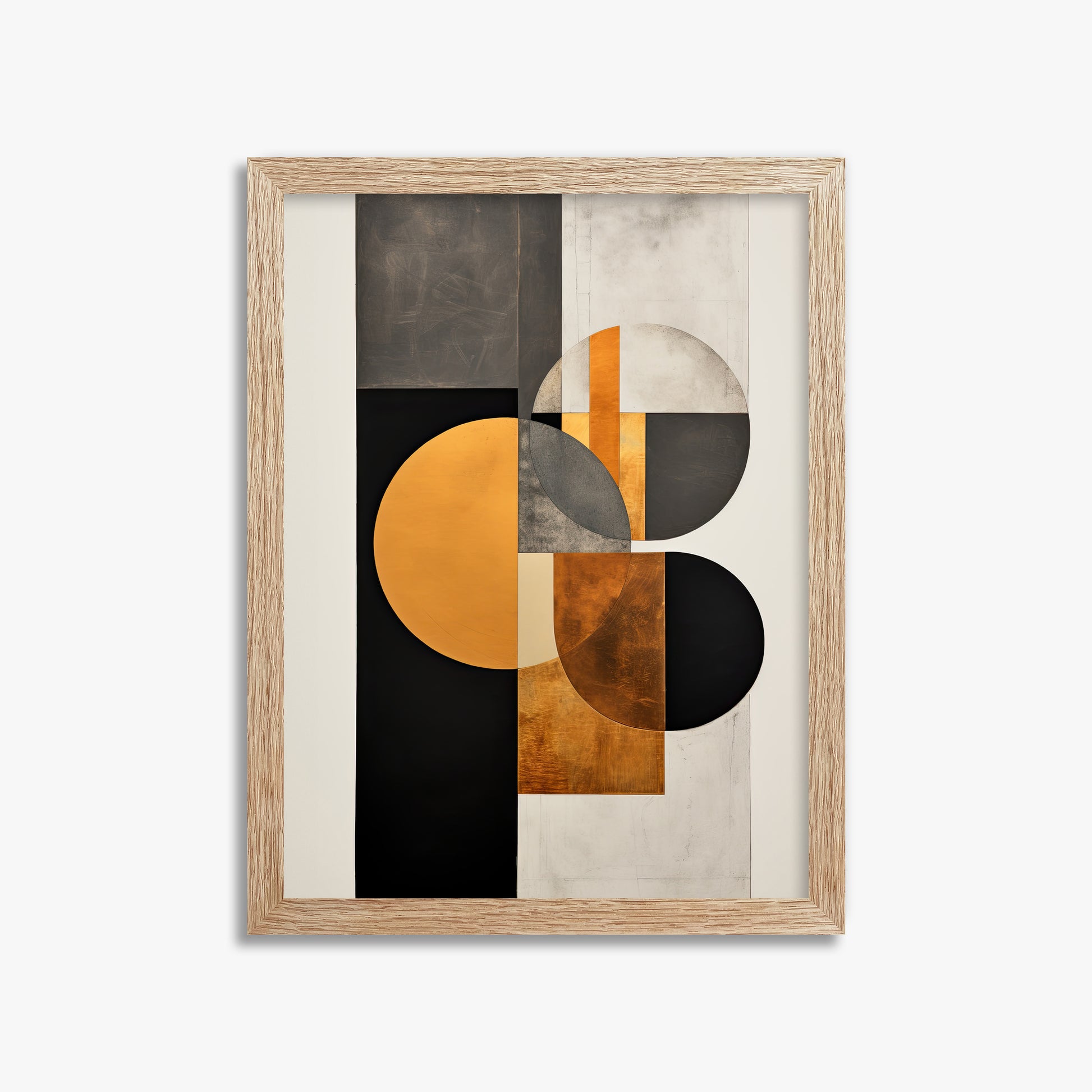 Golden Geometry, 30x40cm Framed Art Reproduction With Raw Oak Frame