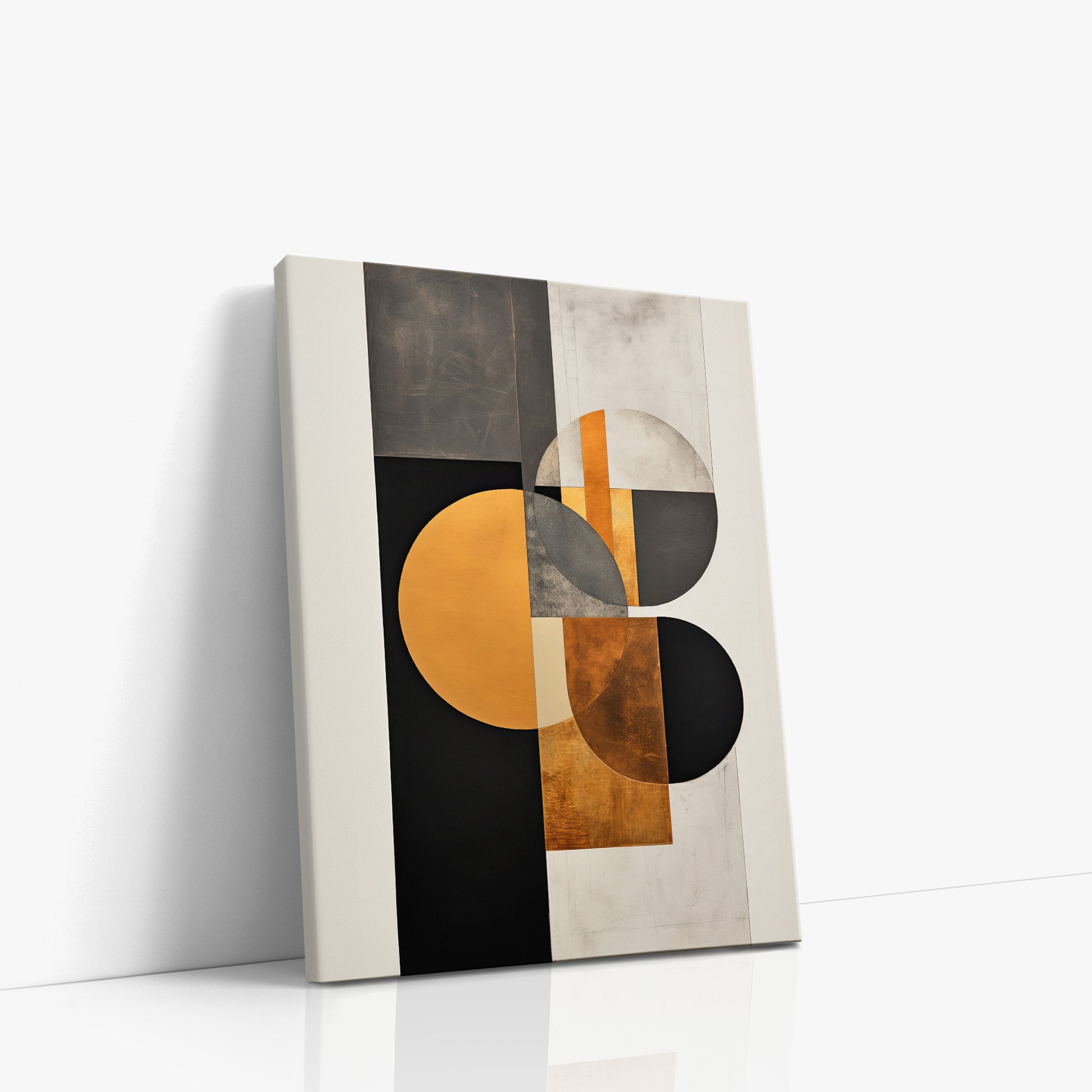 Golden Geometry, 30x40cm Satin Canvas Art Reproduction Left Angle