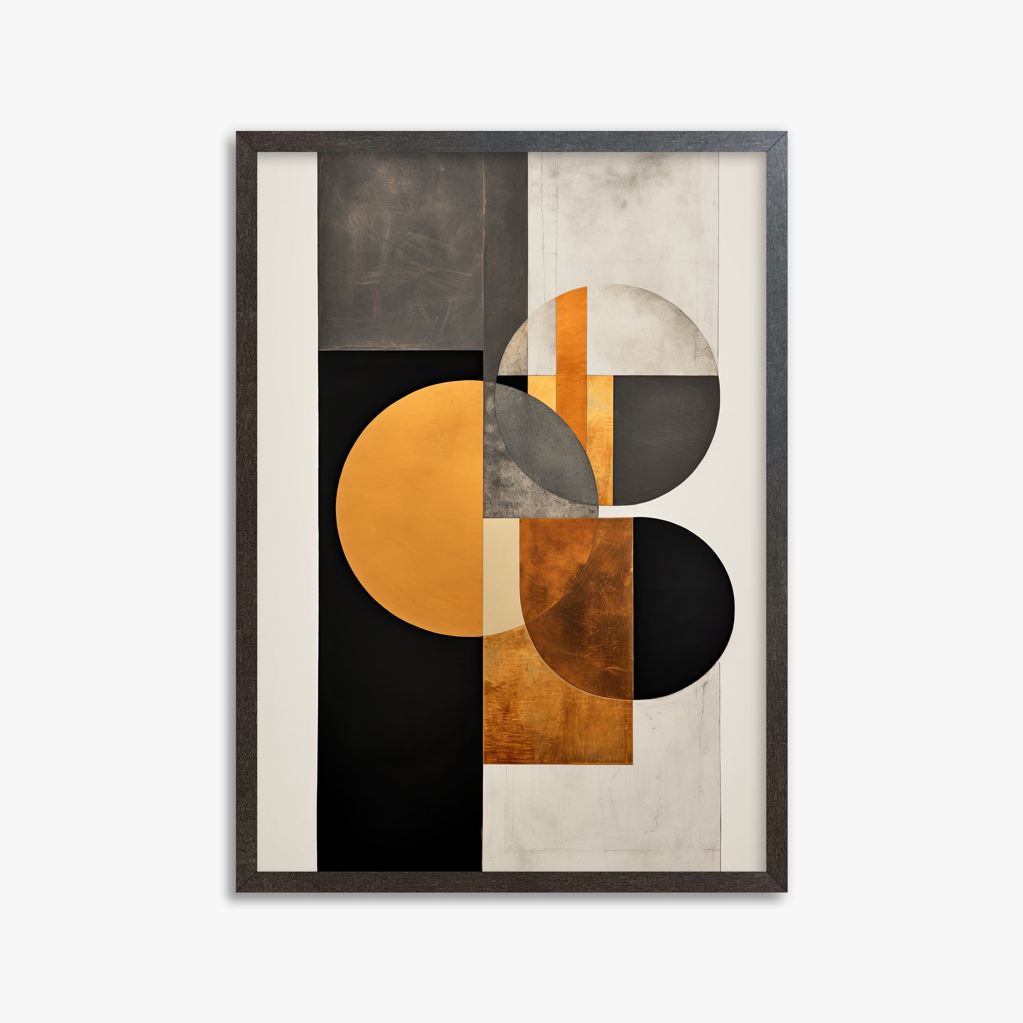 Golden Geometry, 50x70cm Framed Art Reproduction With Espresso Frame