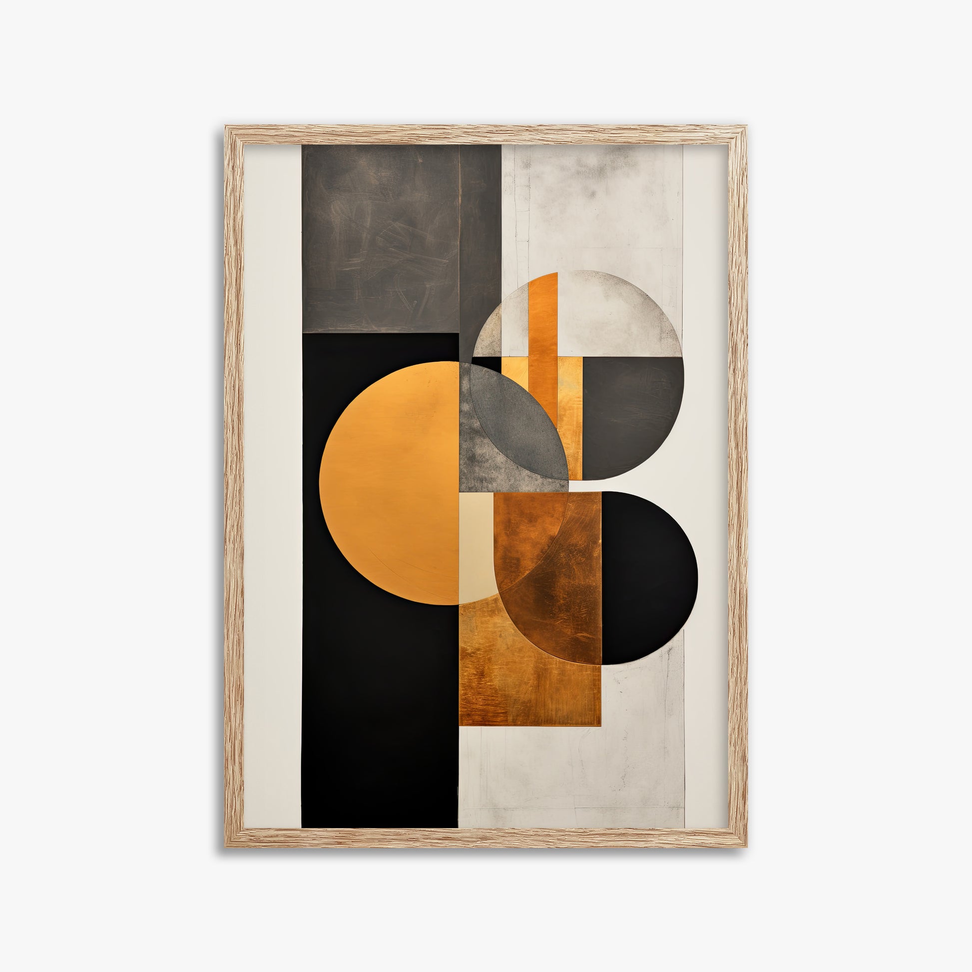 Golden Geometry, 50x70cm Framed Art Reproduction With Raw Oak Frame