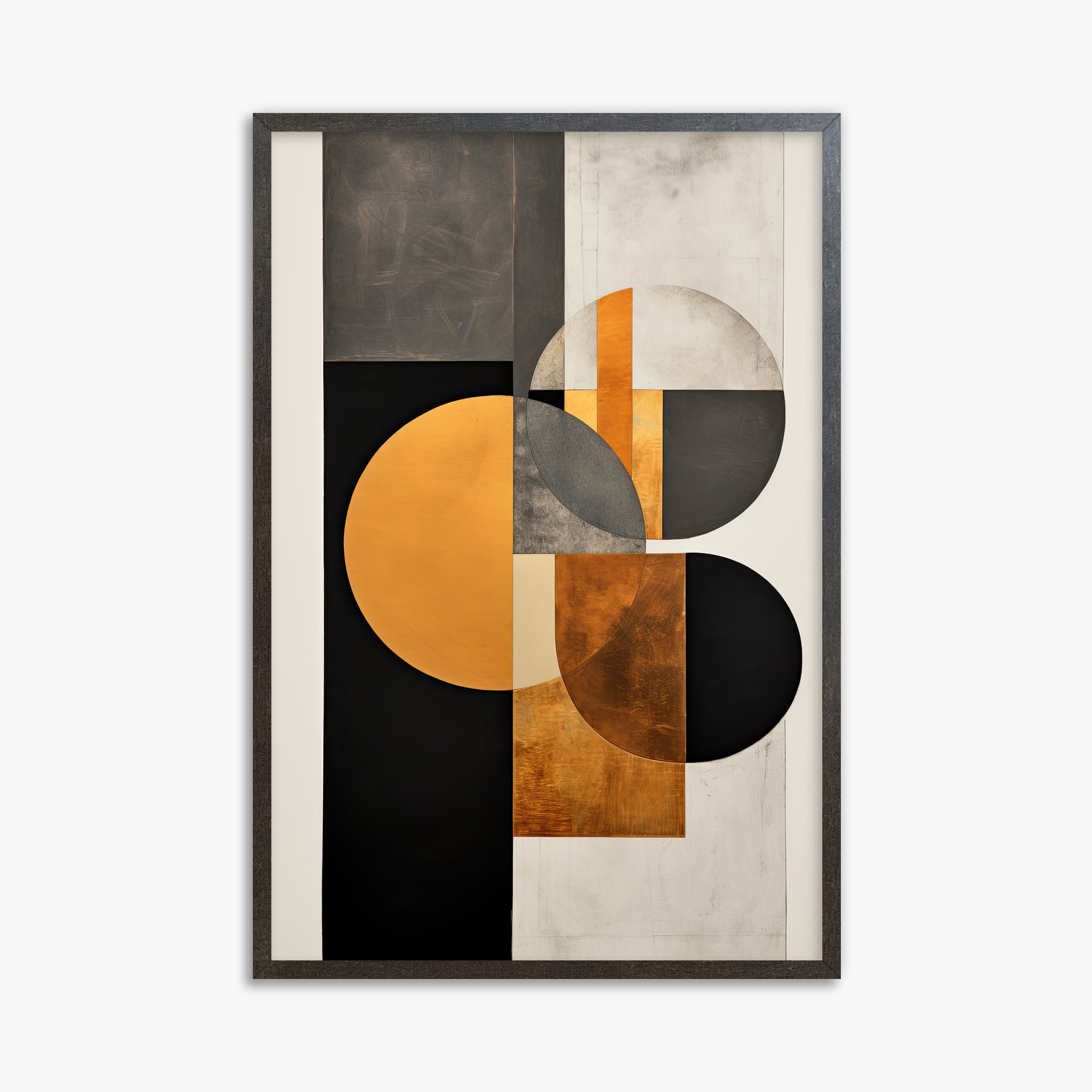 Golden Geometry, 61x91cm Framed Art Reproduction With Espresso Frame