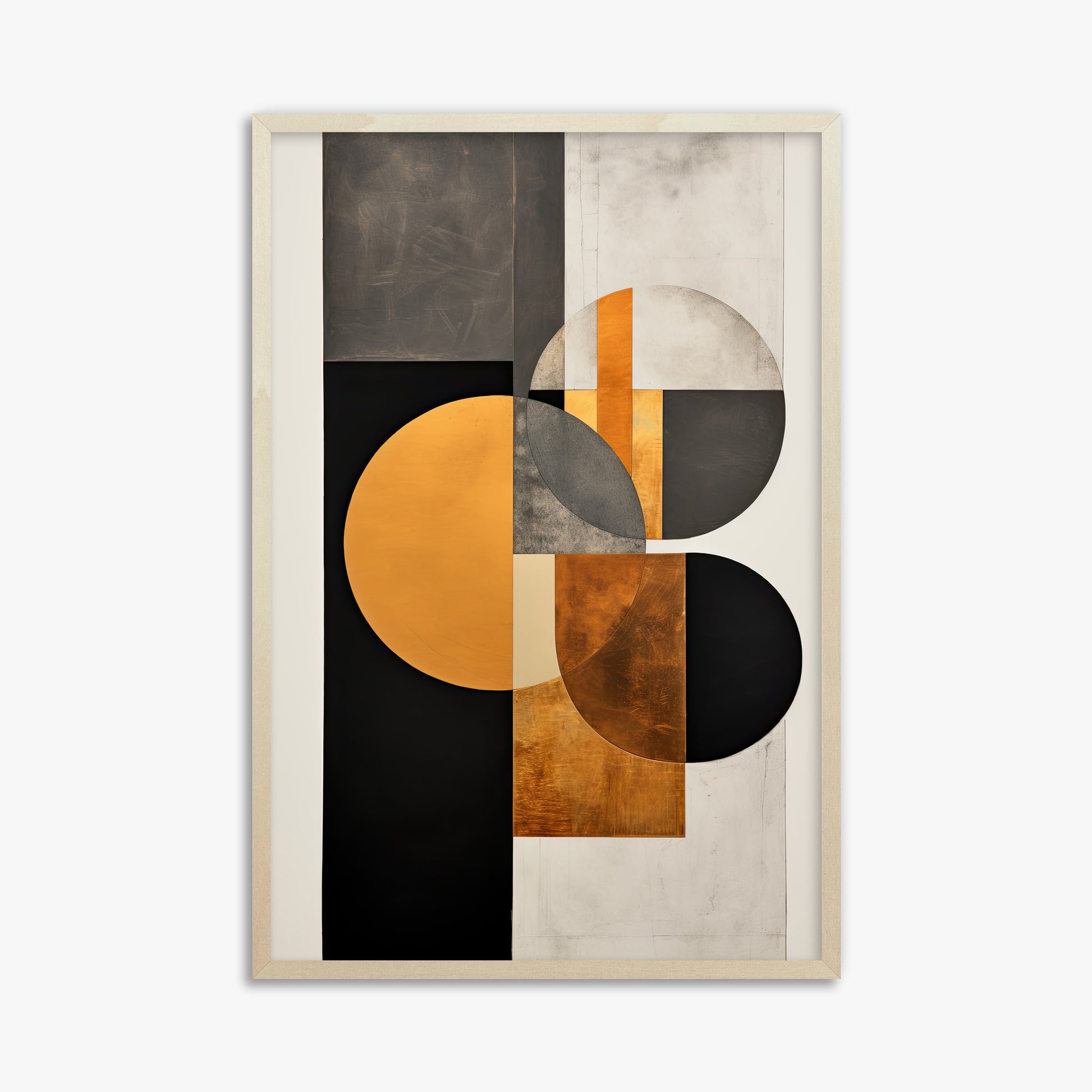 Golden Geometry, 61x91cm Framed Art Reproduction With Lime Wood Frame