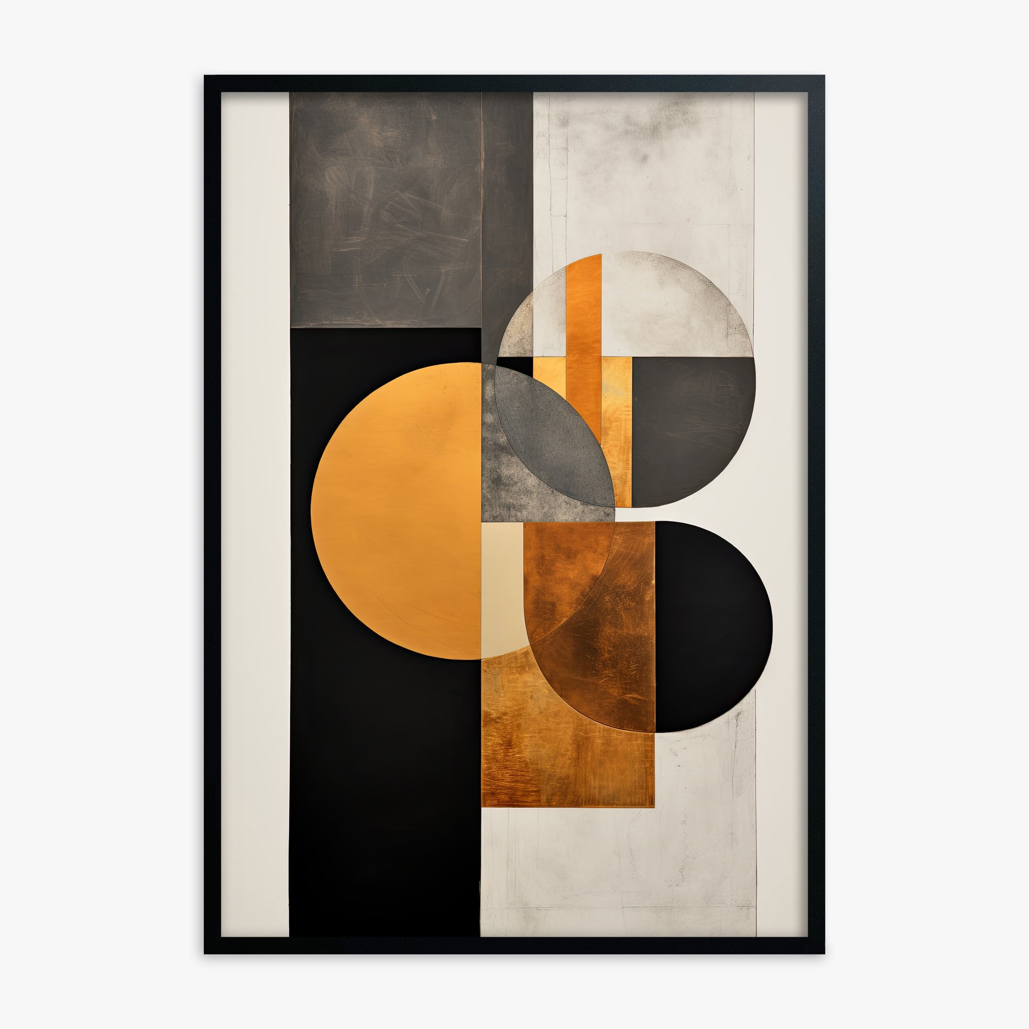 Golden Geometry, Black Framed Poster With Black Frame