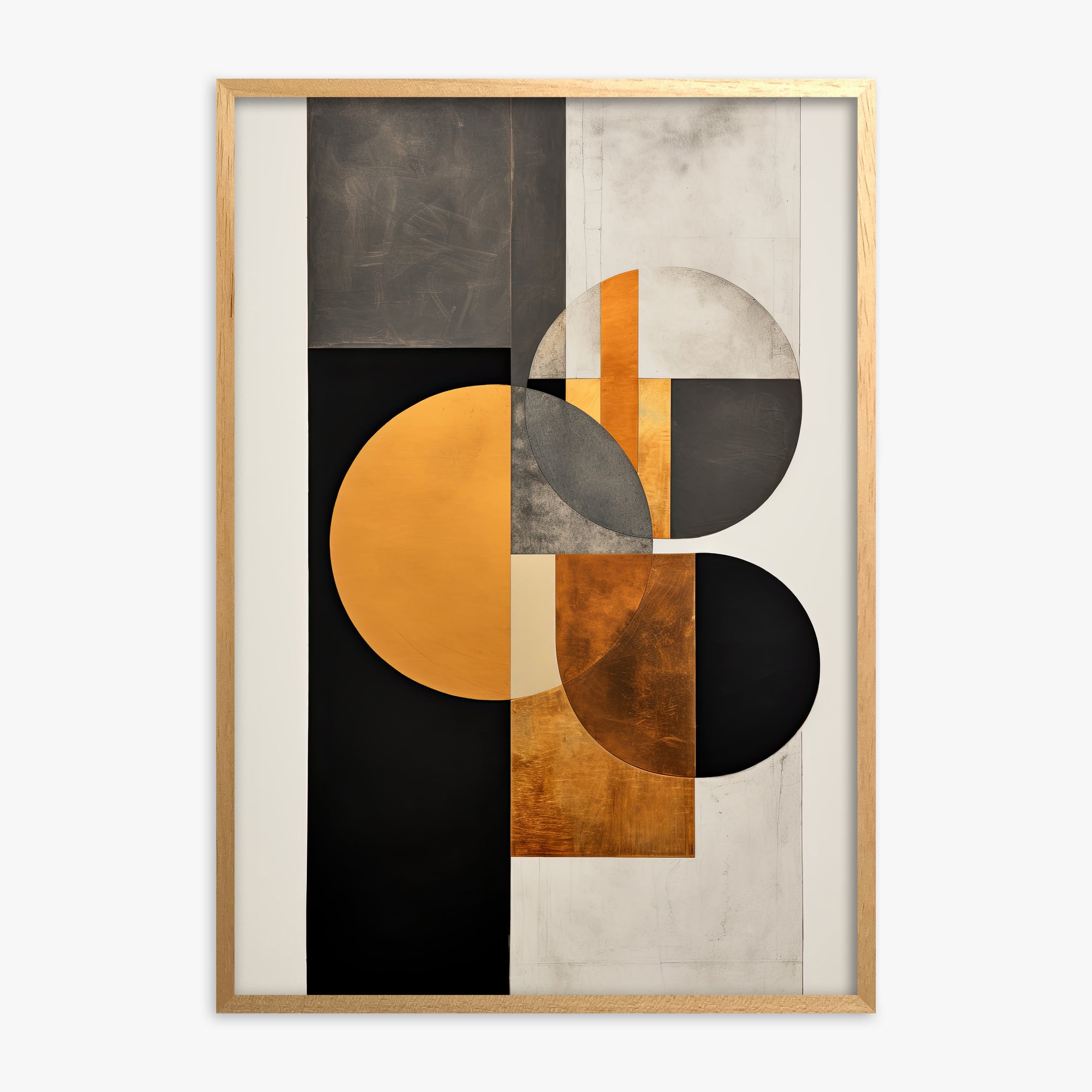 Golden Geometry, Oak Framed Poster With Oak Frame