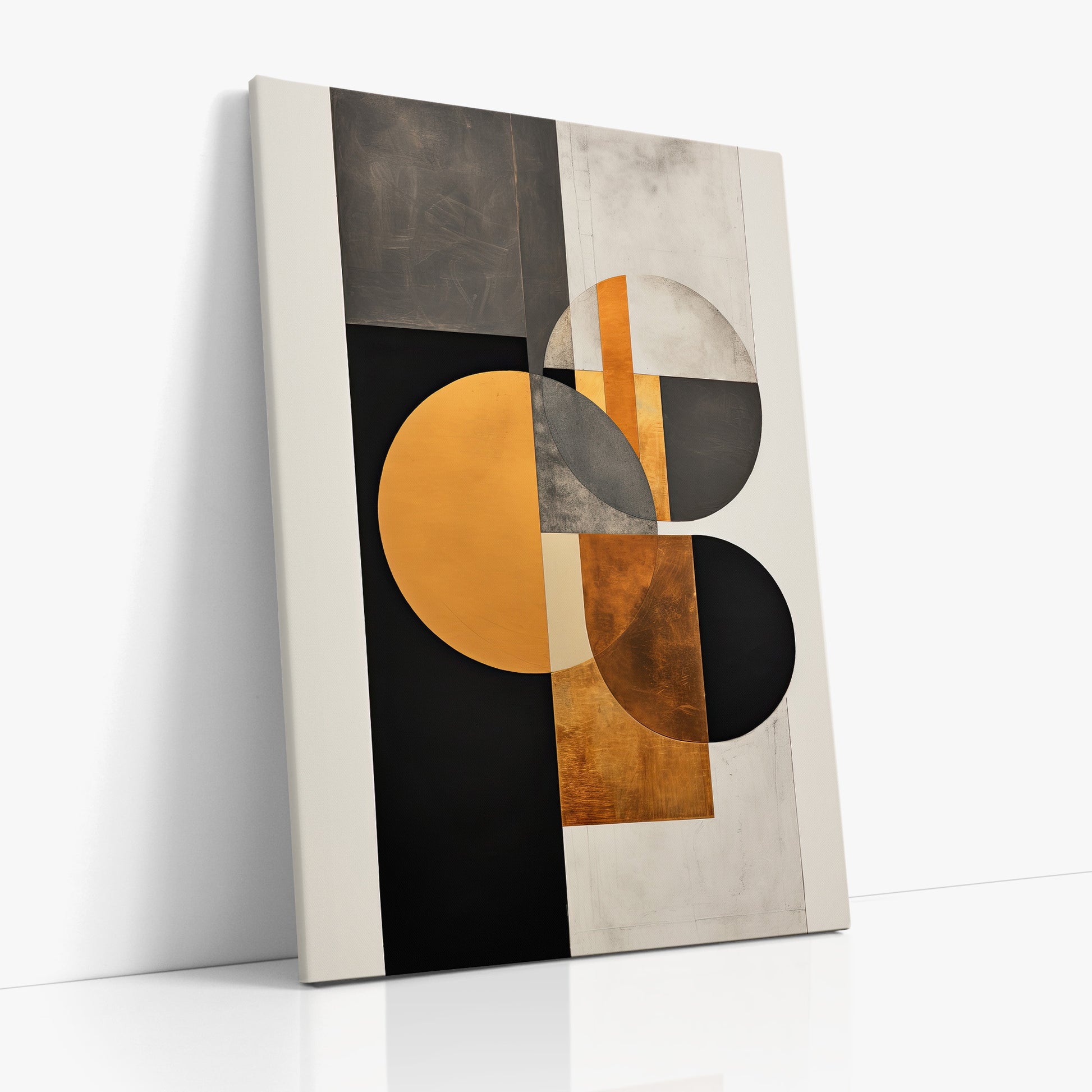Golden Geometry, 70x100cm Satin Canvas Art Reproduction Left Angle