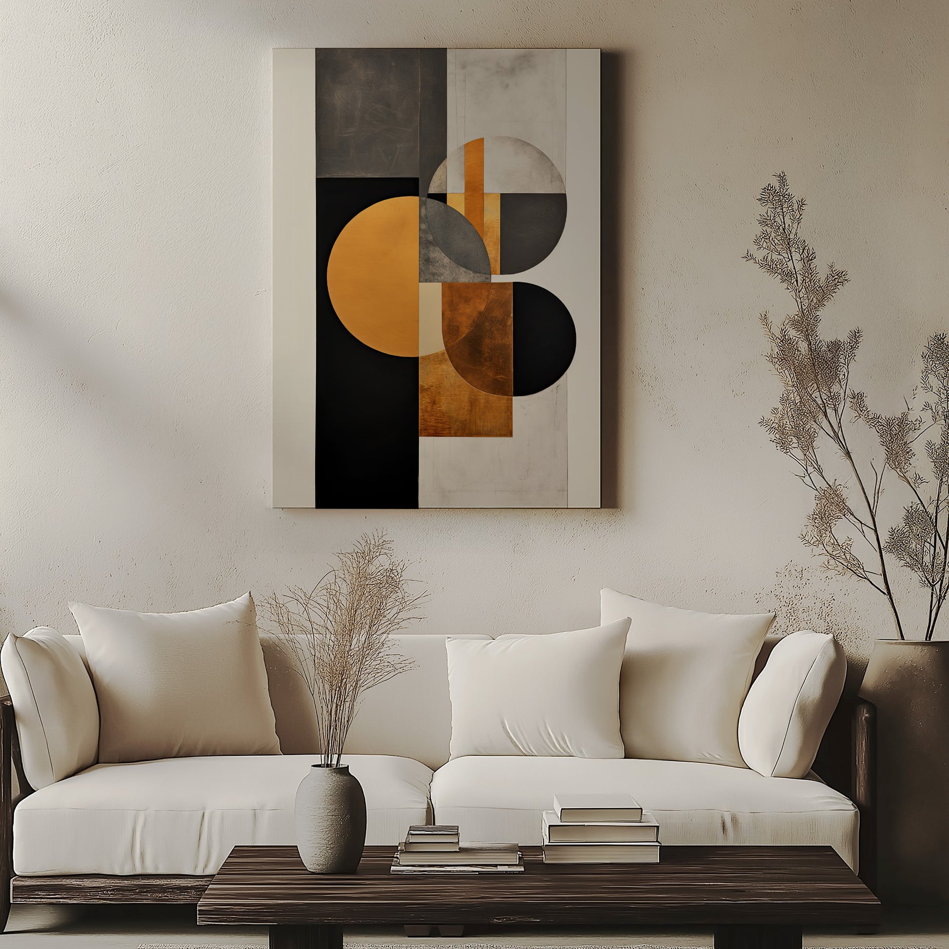 Design Concept No. 57 for Golden Geometry Japanese Satin Canvas Wall Art