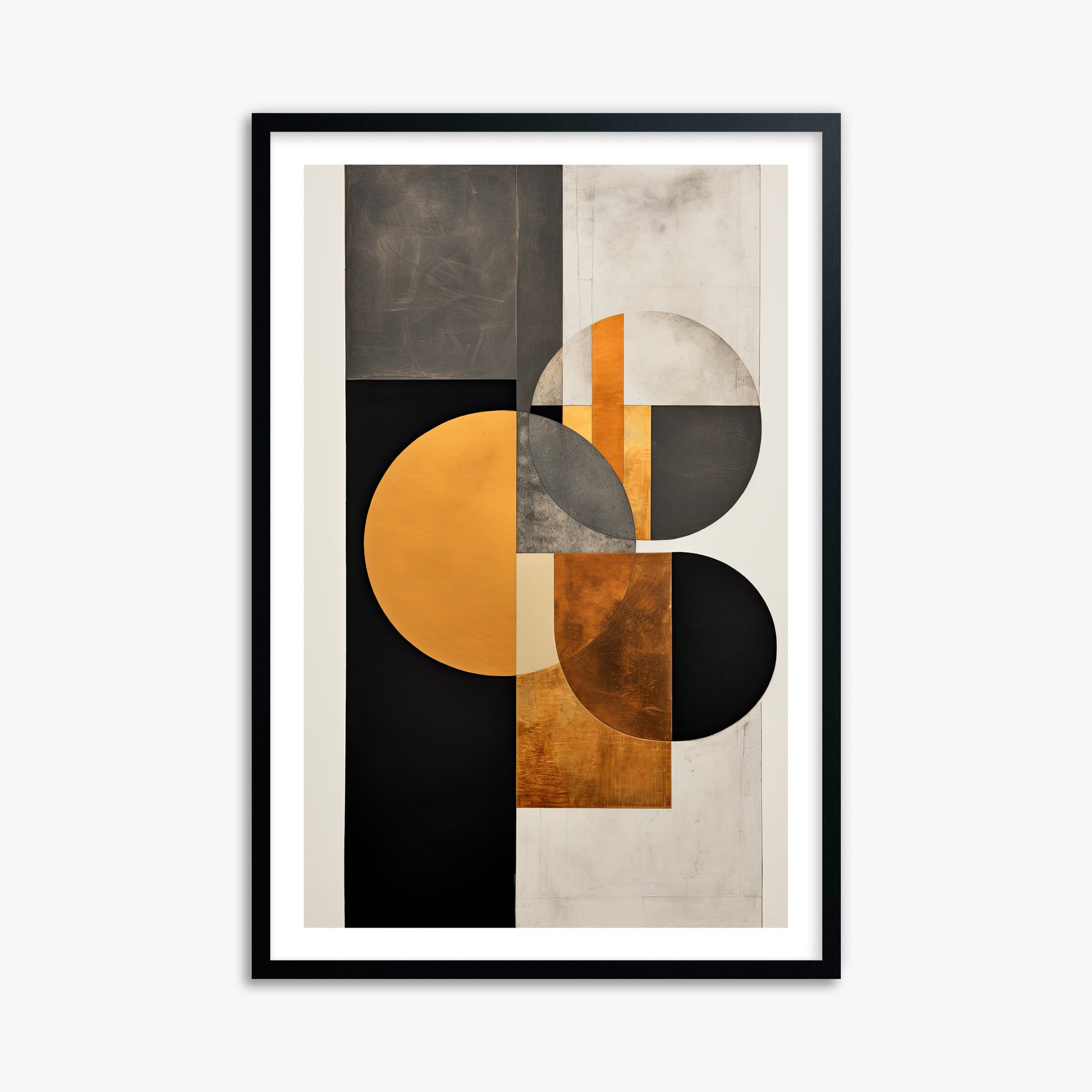 Golden Geometry, 61x91cm Black Framed Art Reproduction