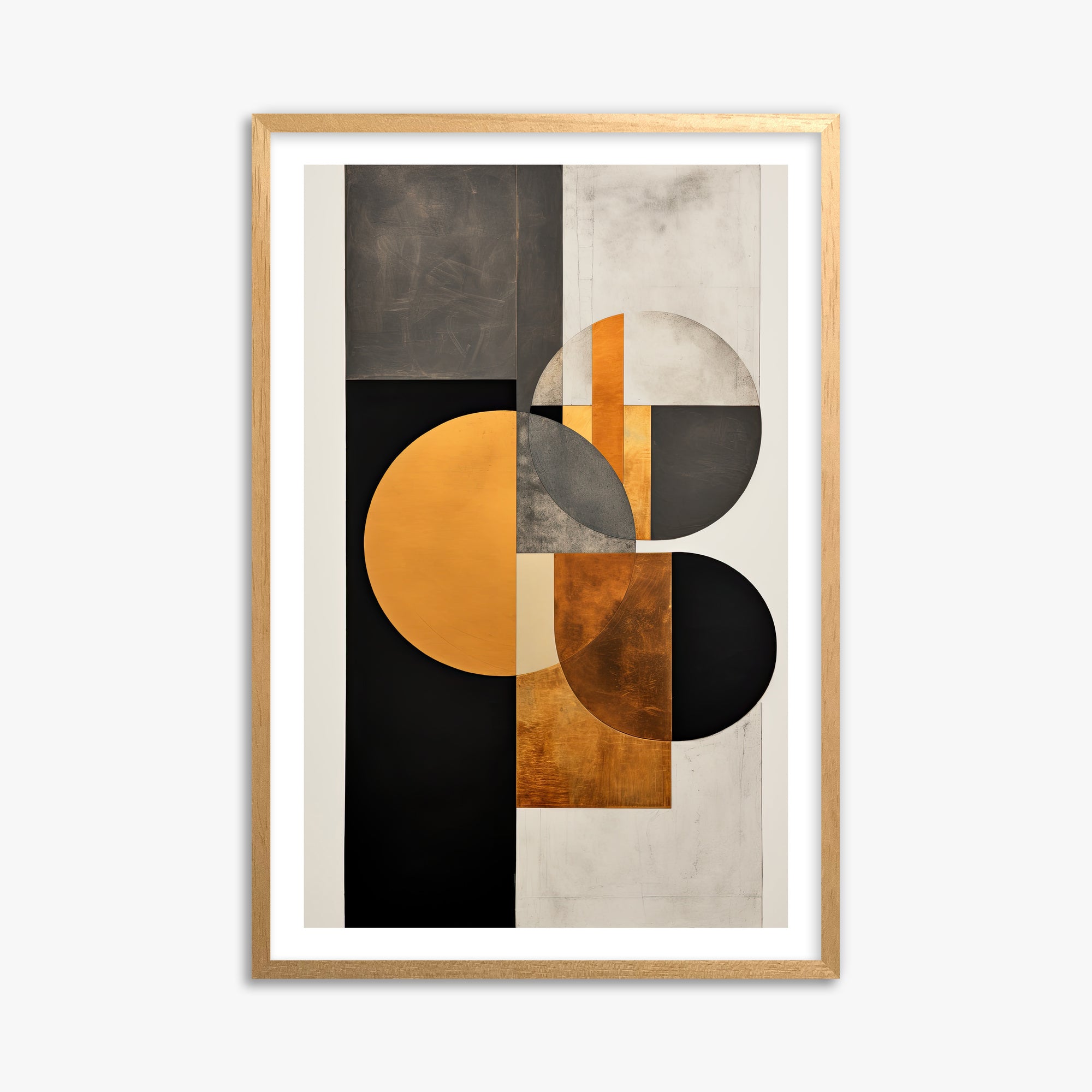 Golden Geometry, 61x91cm Oak Framed Art Reproduction