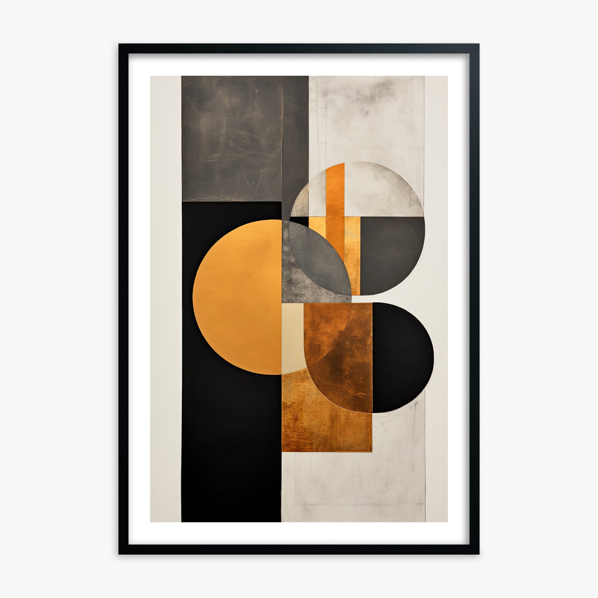 Golden Geometry, 70x100cm Black Framed Art Reproduction