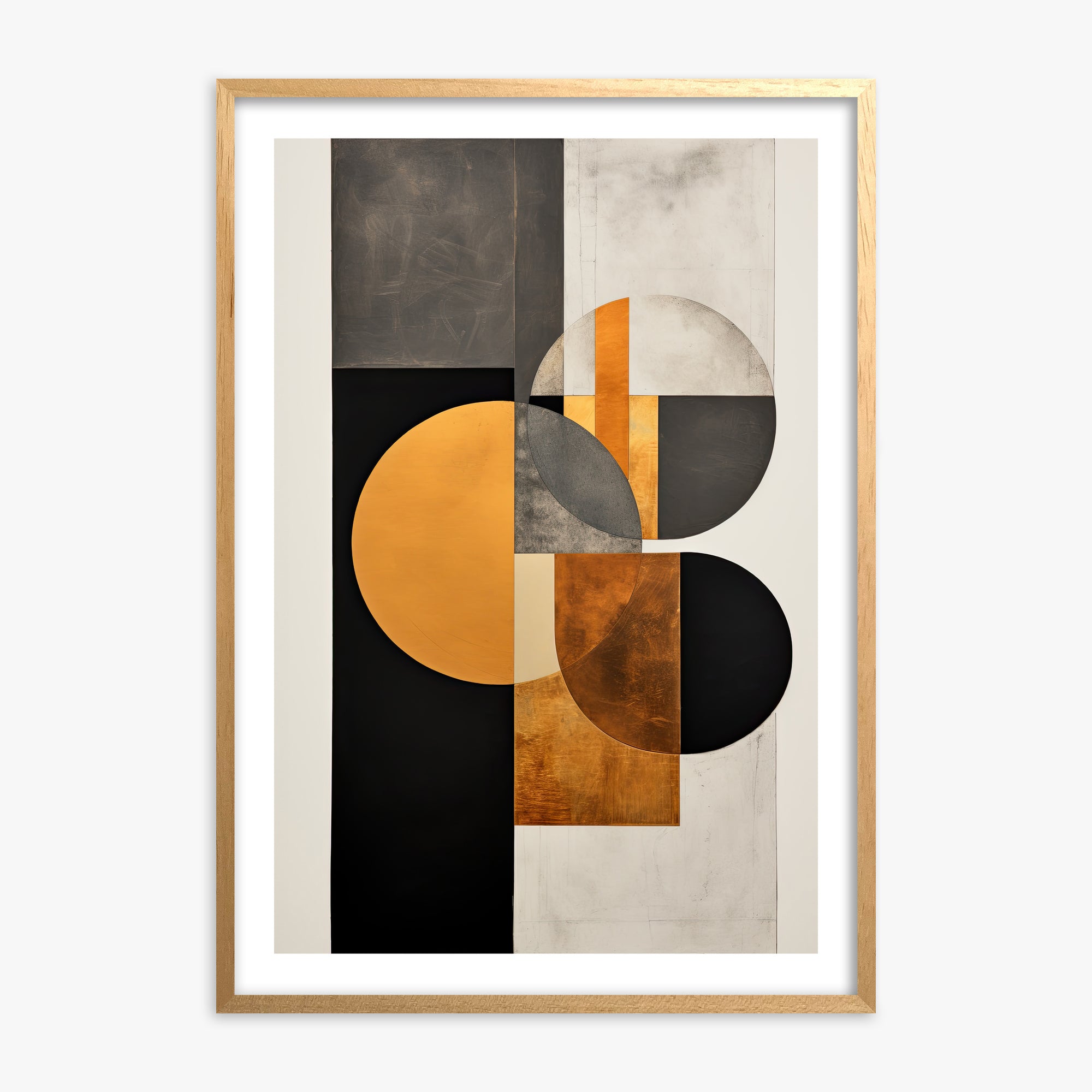 Golden Geometry, 70x100cm Oak Framed Art Reproduction