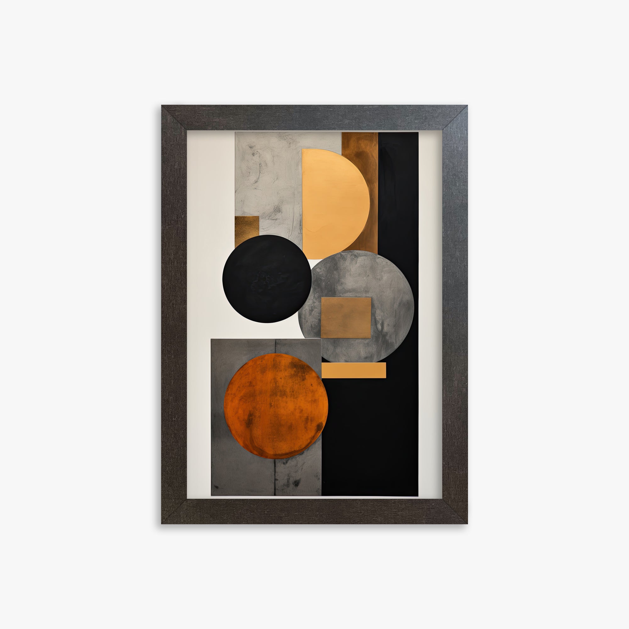 Rust & Steel Convergence, 21x30cm Framed Art Reproduction With Espresso Frame
