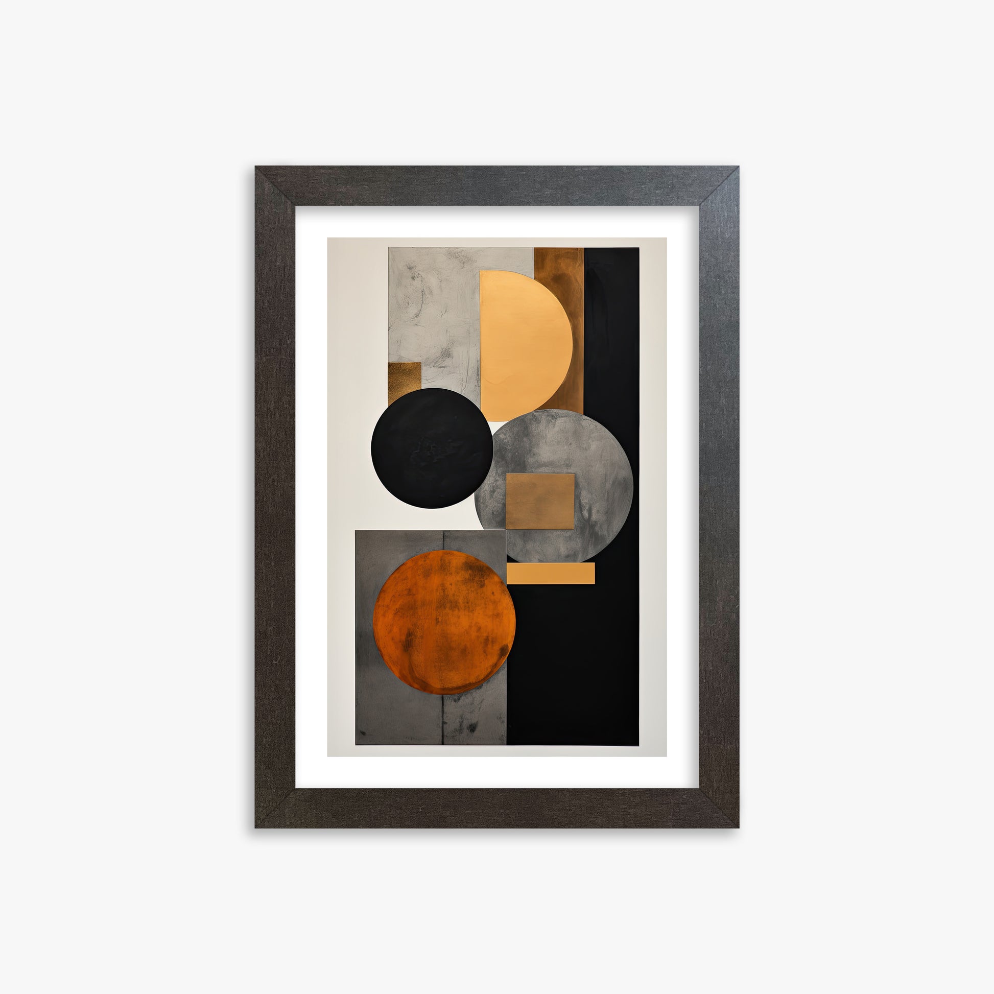 Rust & Steel Convergence, 21x30cm Framed Art Reproduction With Espresso Frame