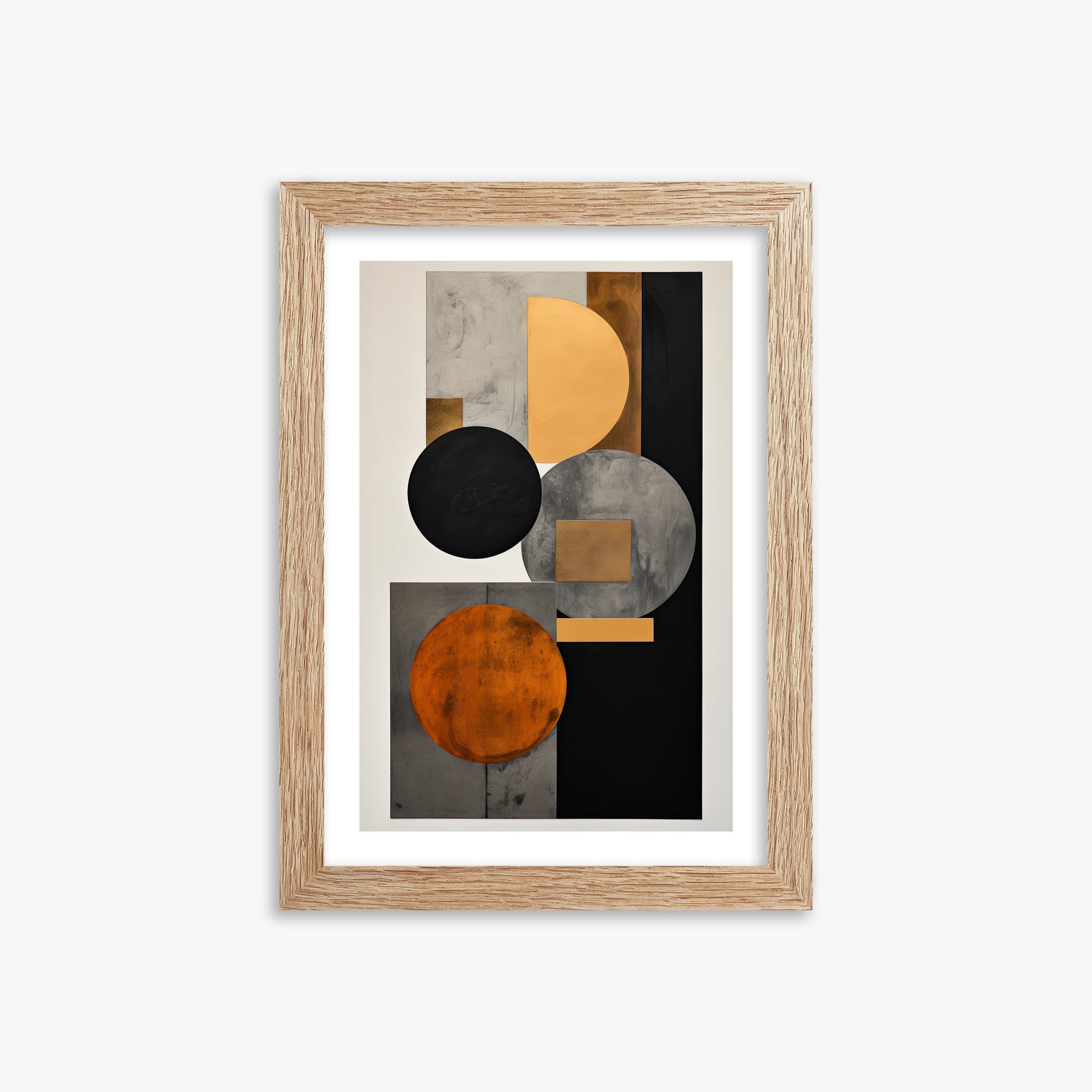 Rust & Steel Convergence, 21x30cm Framed Art Reproduction With Raw Oak Frame