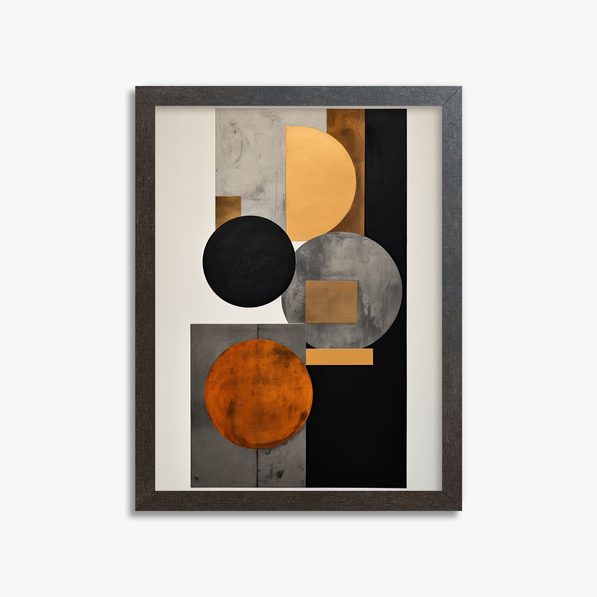 Rust & Steel Convergence, 30x40cm Framed Art Reproduction With Espresso Frame