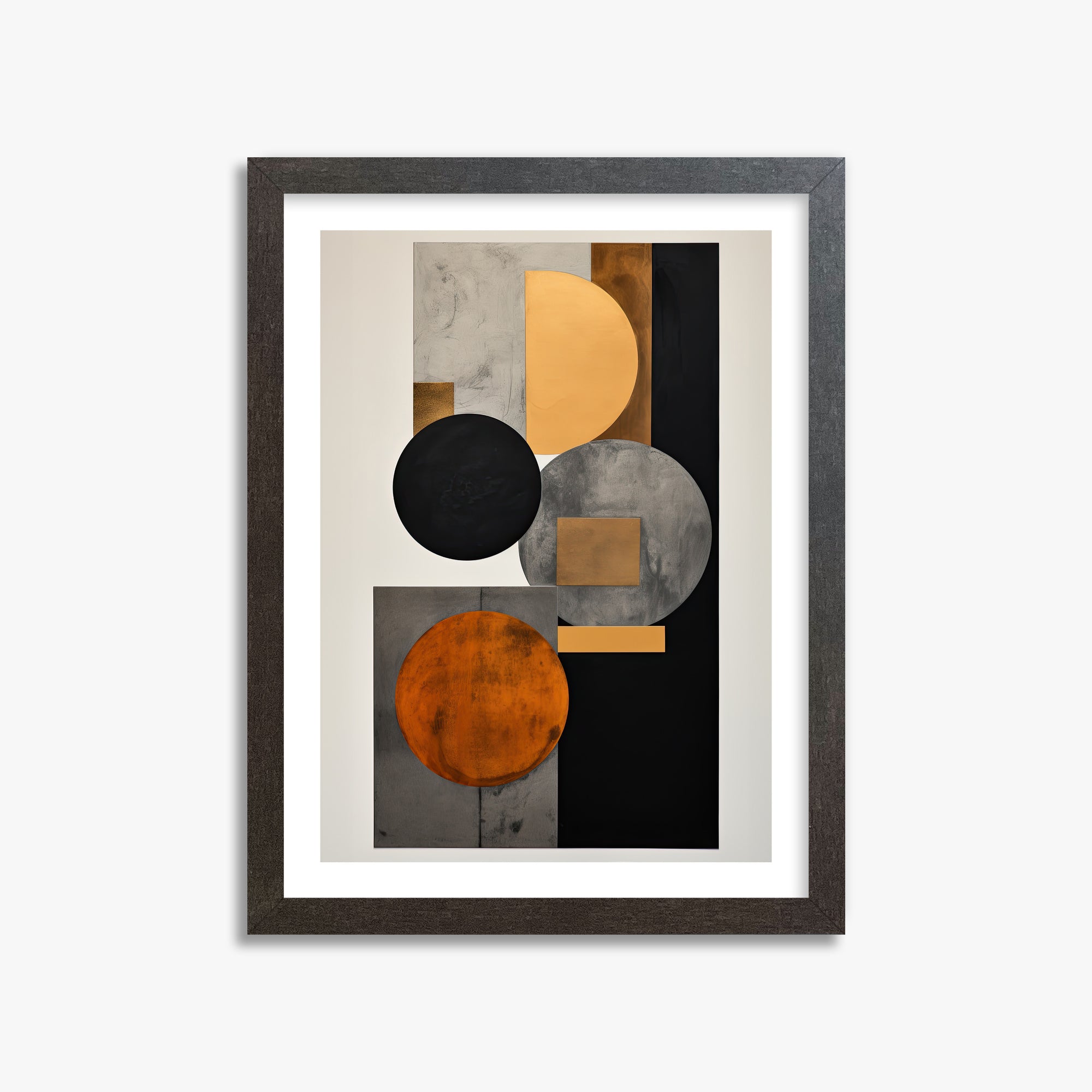 Rust & Steel Convergence, 30x40cm Framed Art Reproduction With Espresso Frame