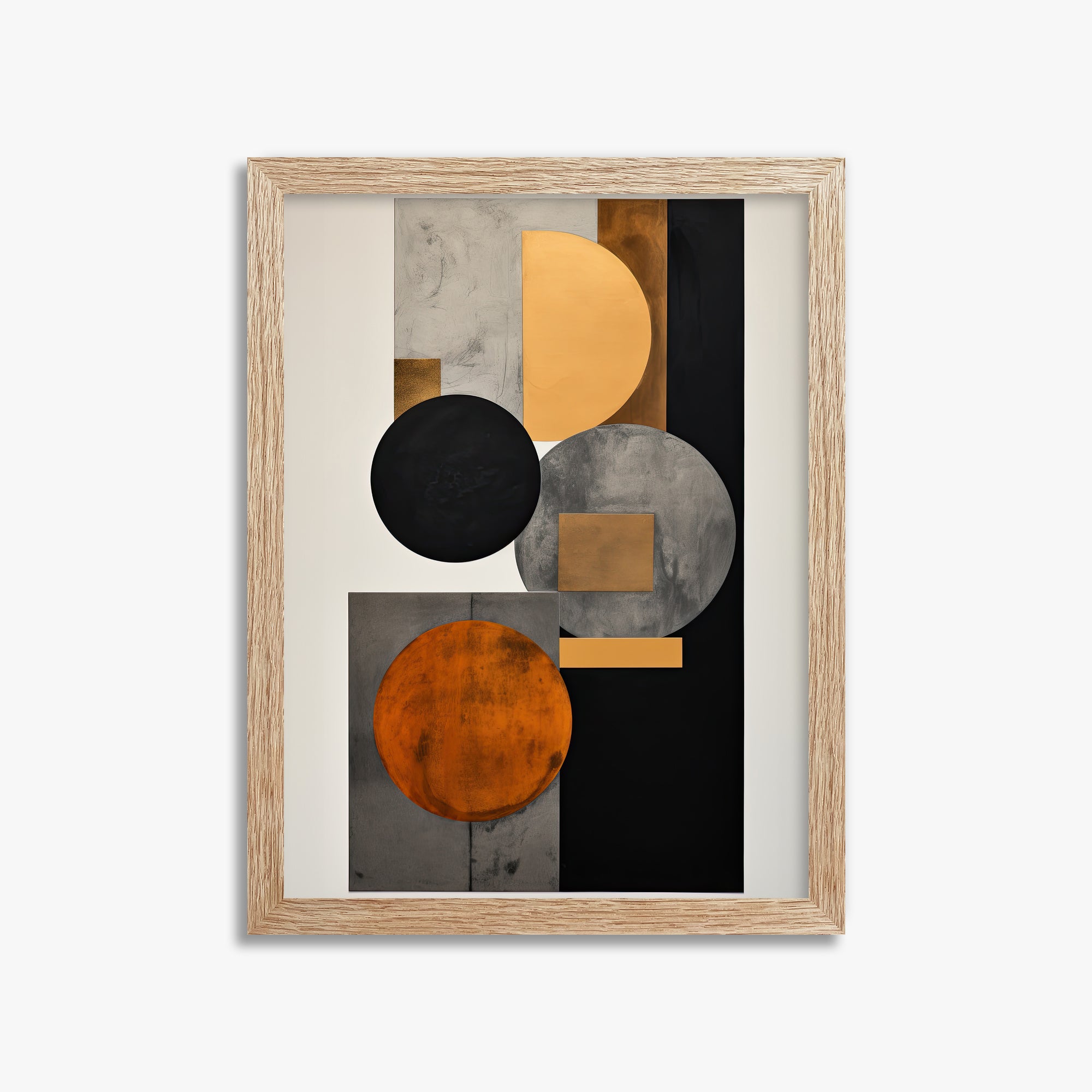 Rust & Steel Convergence, 30x40cm Framed Art Reproduction With Raw Oak Frame