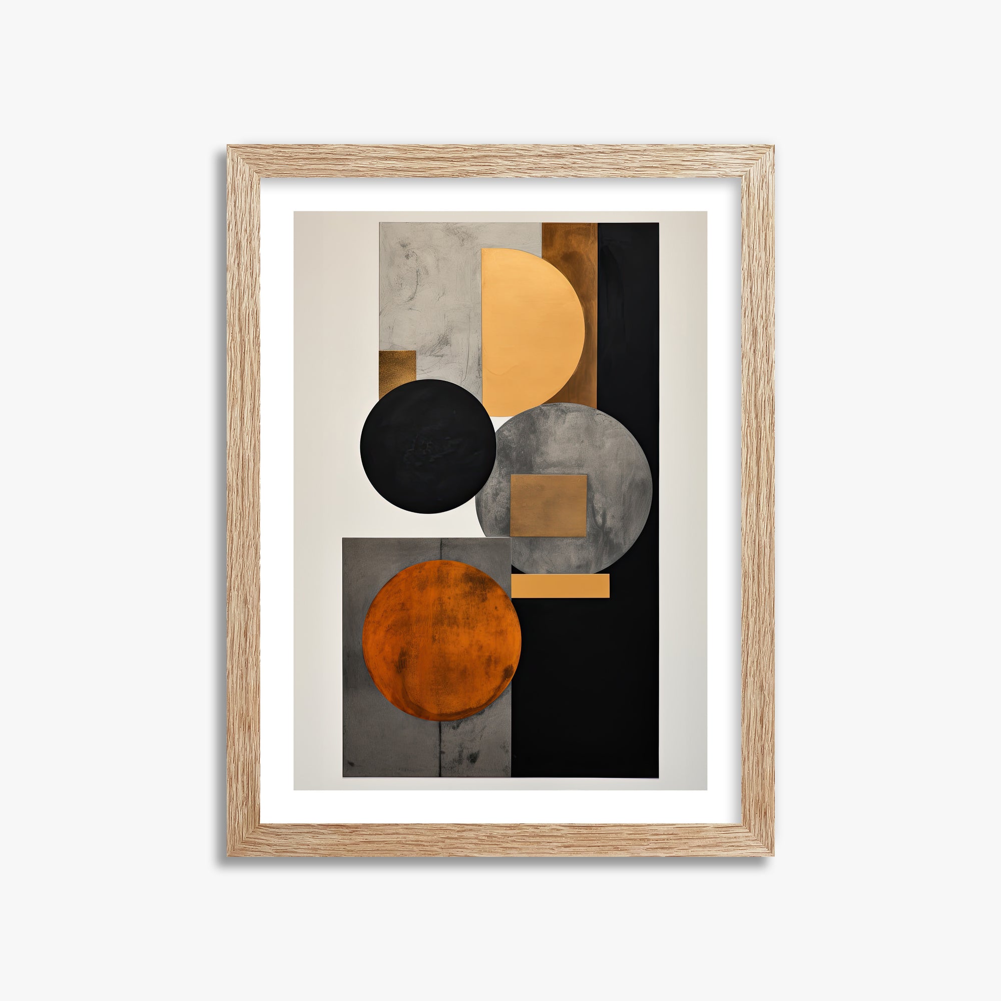 Rust & Steel Convergence, 30x40cm Framed Art Reproduction With Raw Oak Frame
