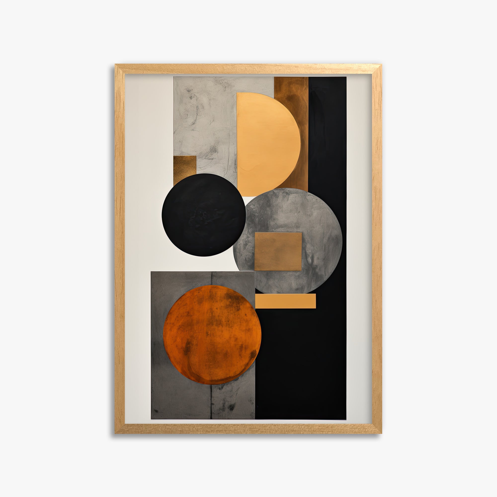 Rust & Steel Convergence, 50x70cm Framed Poster With Oak Frame