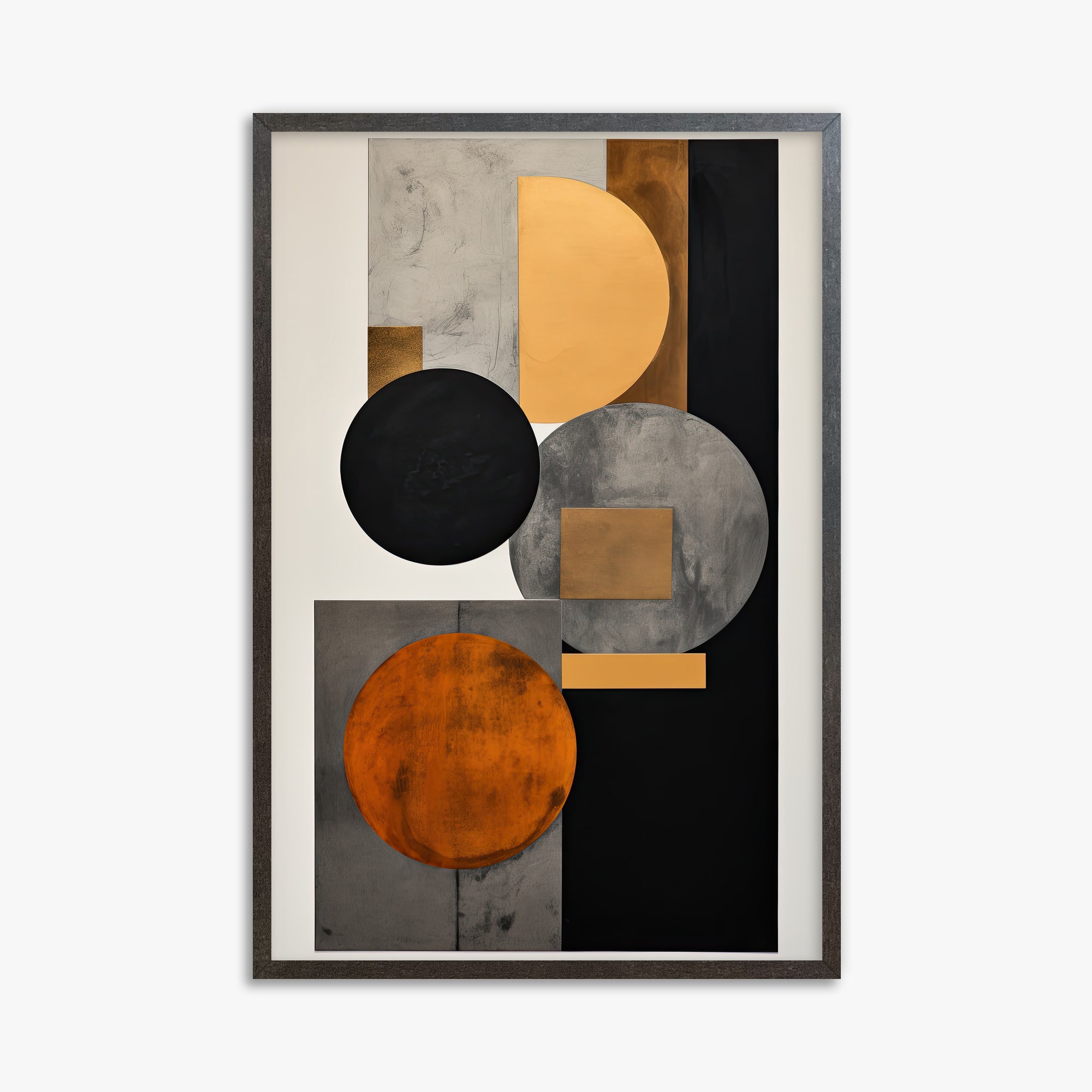 Rust & Steel Convergence, 61x91cm Framed Art Reproduction With Espresso Frame
