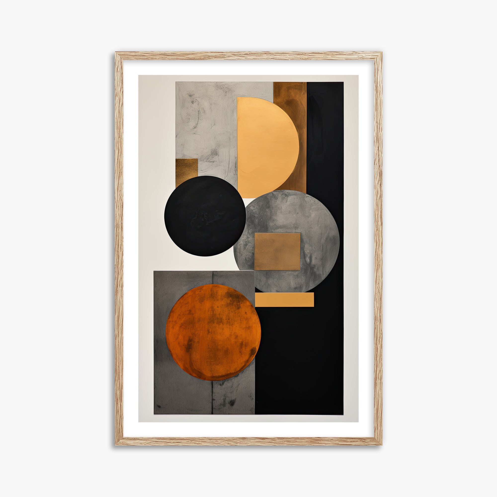Rust & Steel Convergence, 61x91cm Framed Art Reproduction With Raw Oak Frame