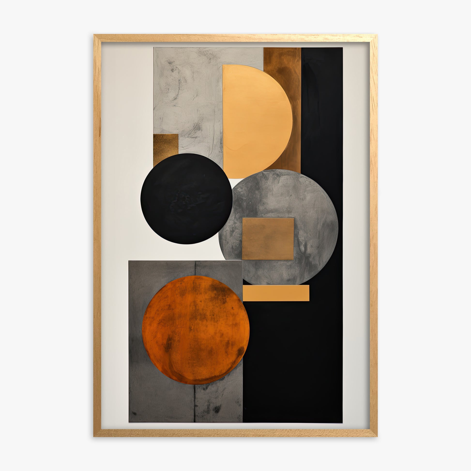 Rust & Steel Convergence, Oak Framed Poster With Oak Frame