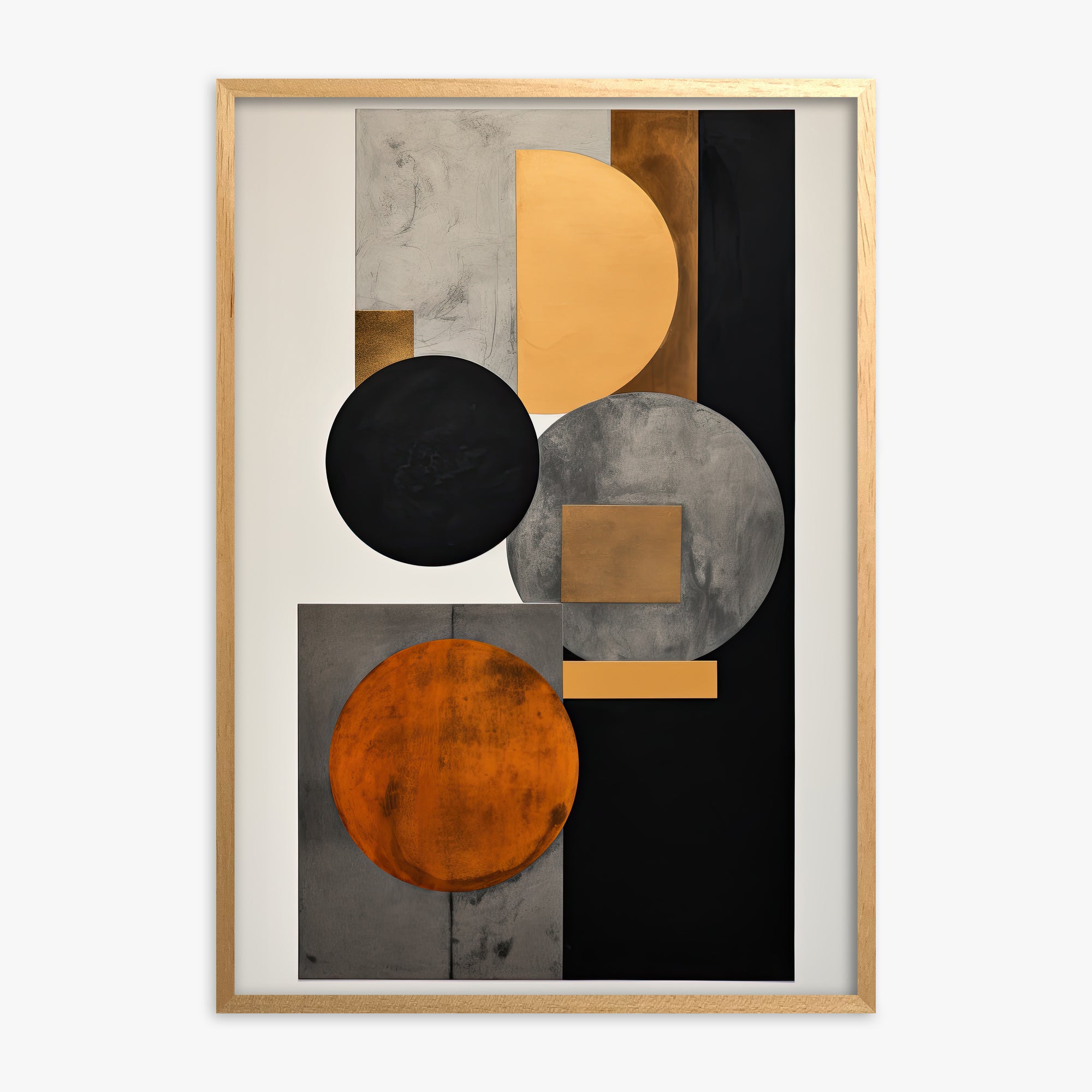 Rust & Steel Convergence, Oak Framed Poster With Oak Frame