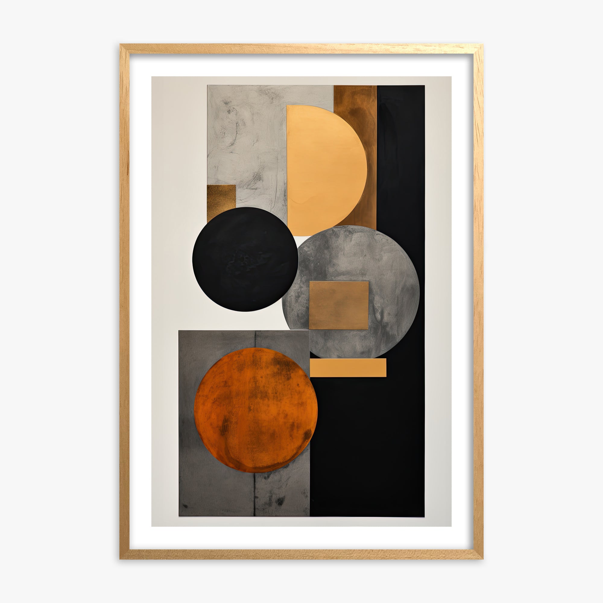 Rust & Steel Convergence, Oak Framed Poster With Oak Frame