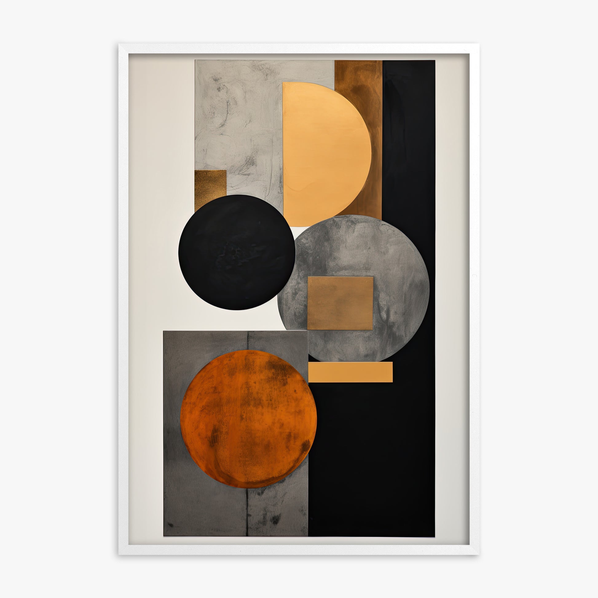 Rust & Steel Convergence, White Framed Poster With White Frame