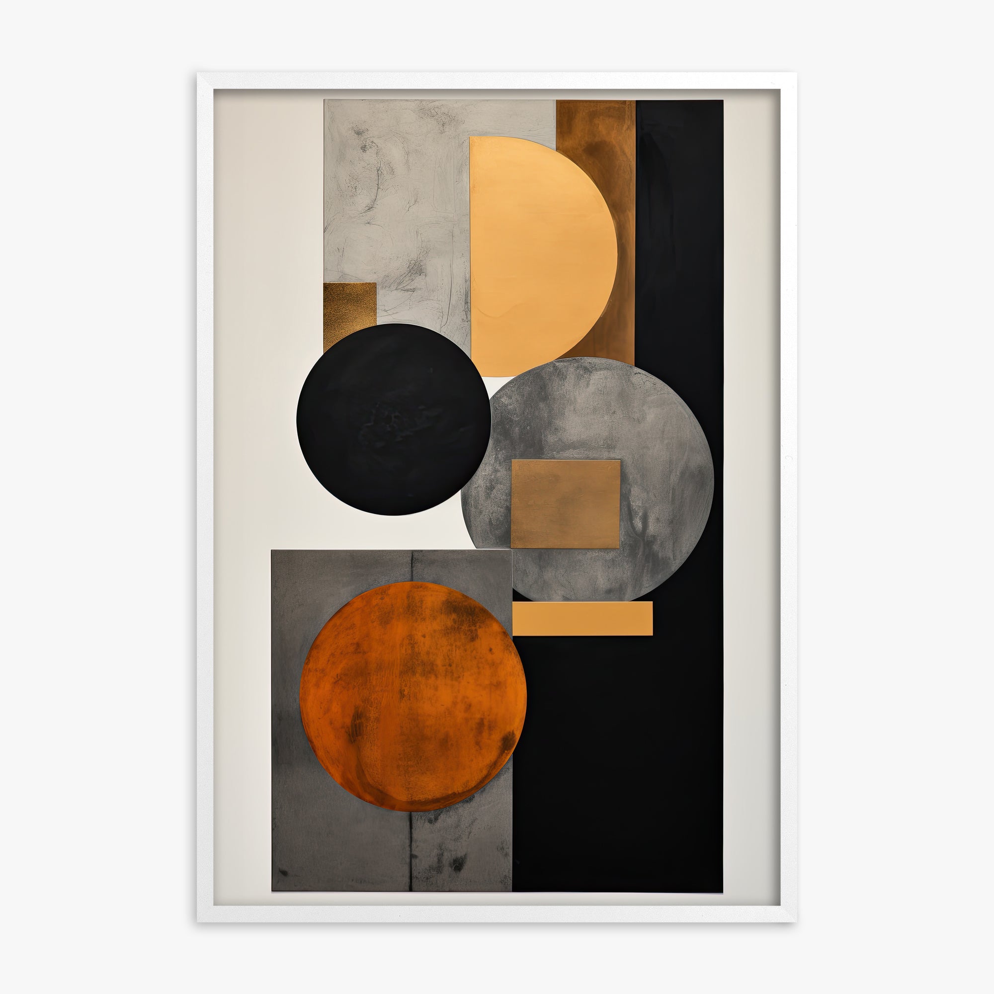Rust & Steel Convergence, White Framed Poster With White Frame