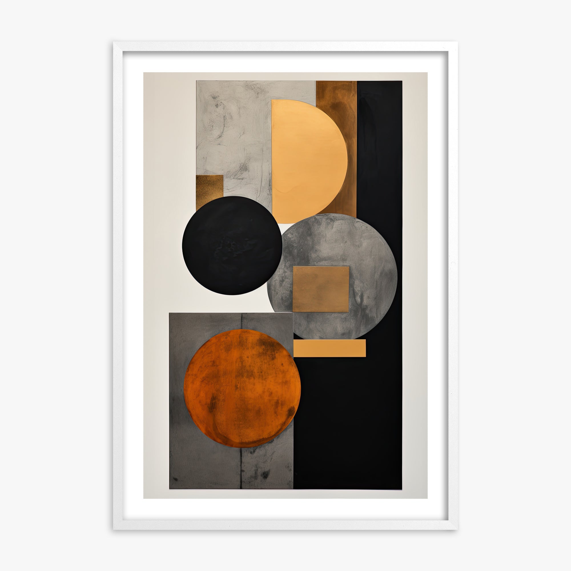 Rust & Steel Convergence, White Framed Poster With White Frame