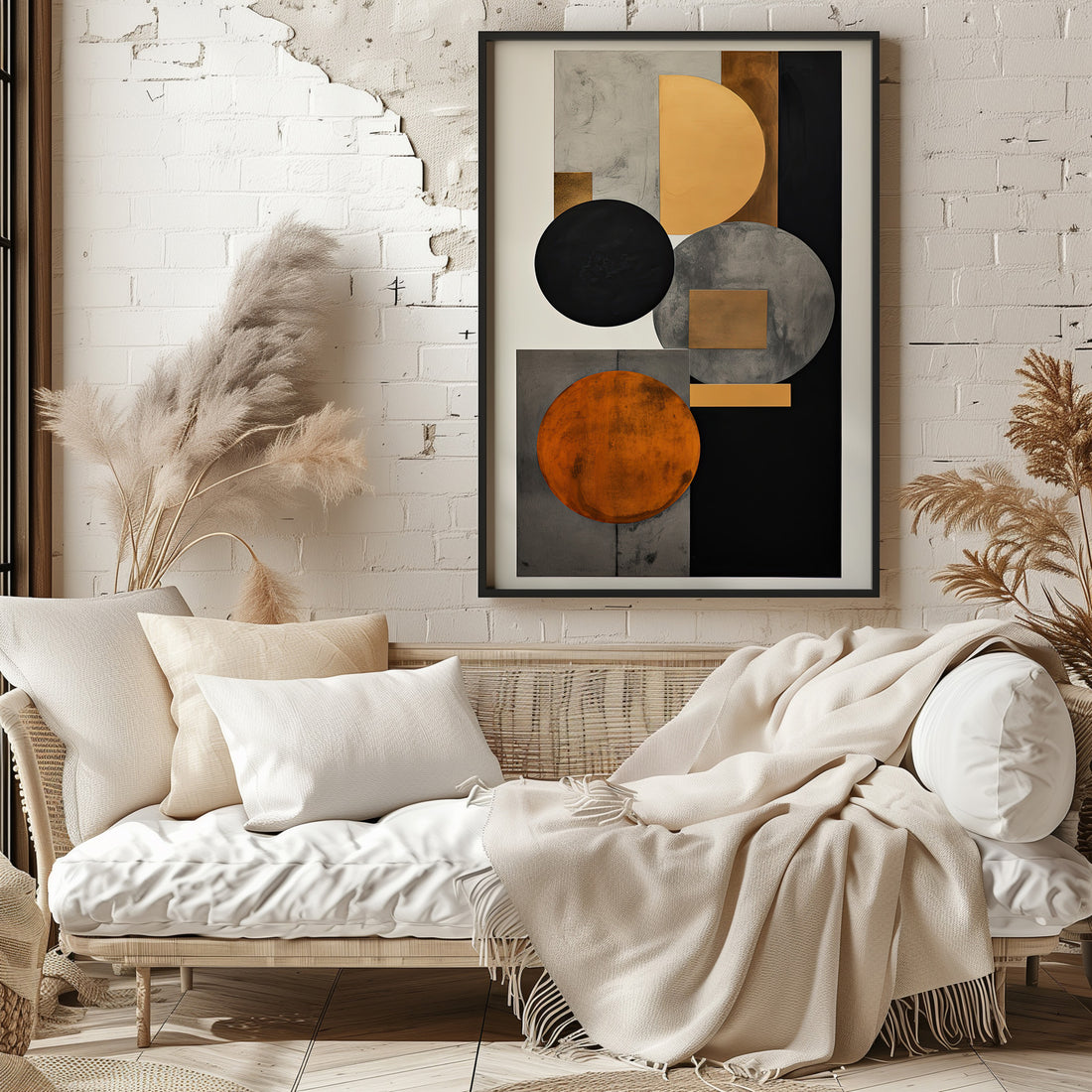 Rust & Steel Convergence, 50x70cm Framed Poster With Black Frame