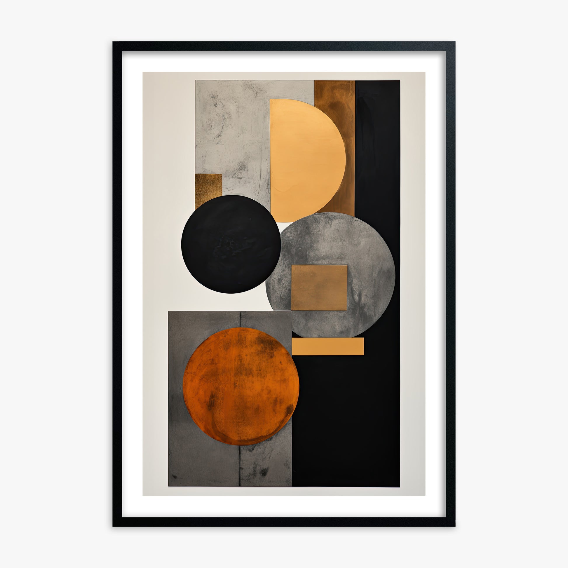 Rust & Steel Convergence, 70x100cm Black Framed Art Reproduction