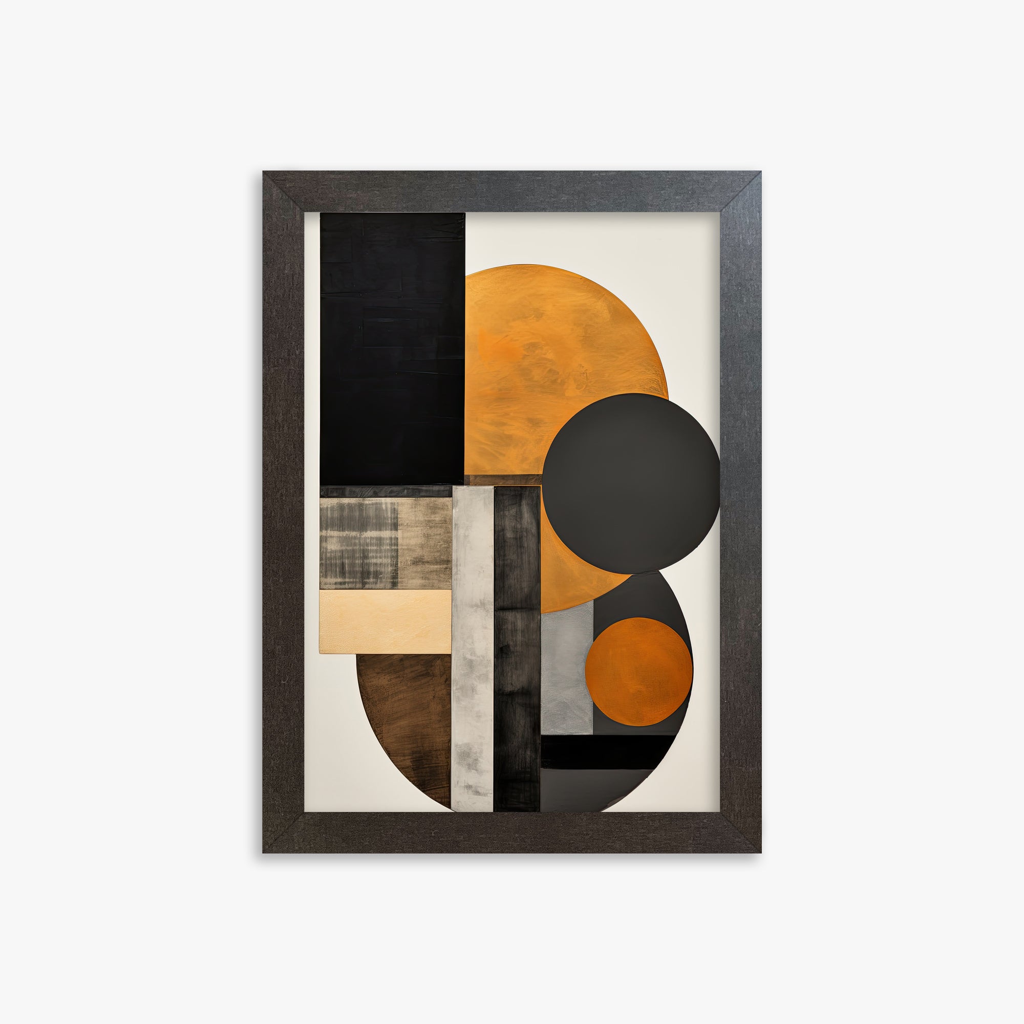 Amber Eclipse Geometry, 21x30cm Framed Art Reproduction With Espresso Frame