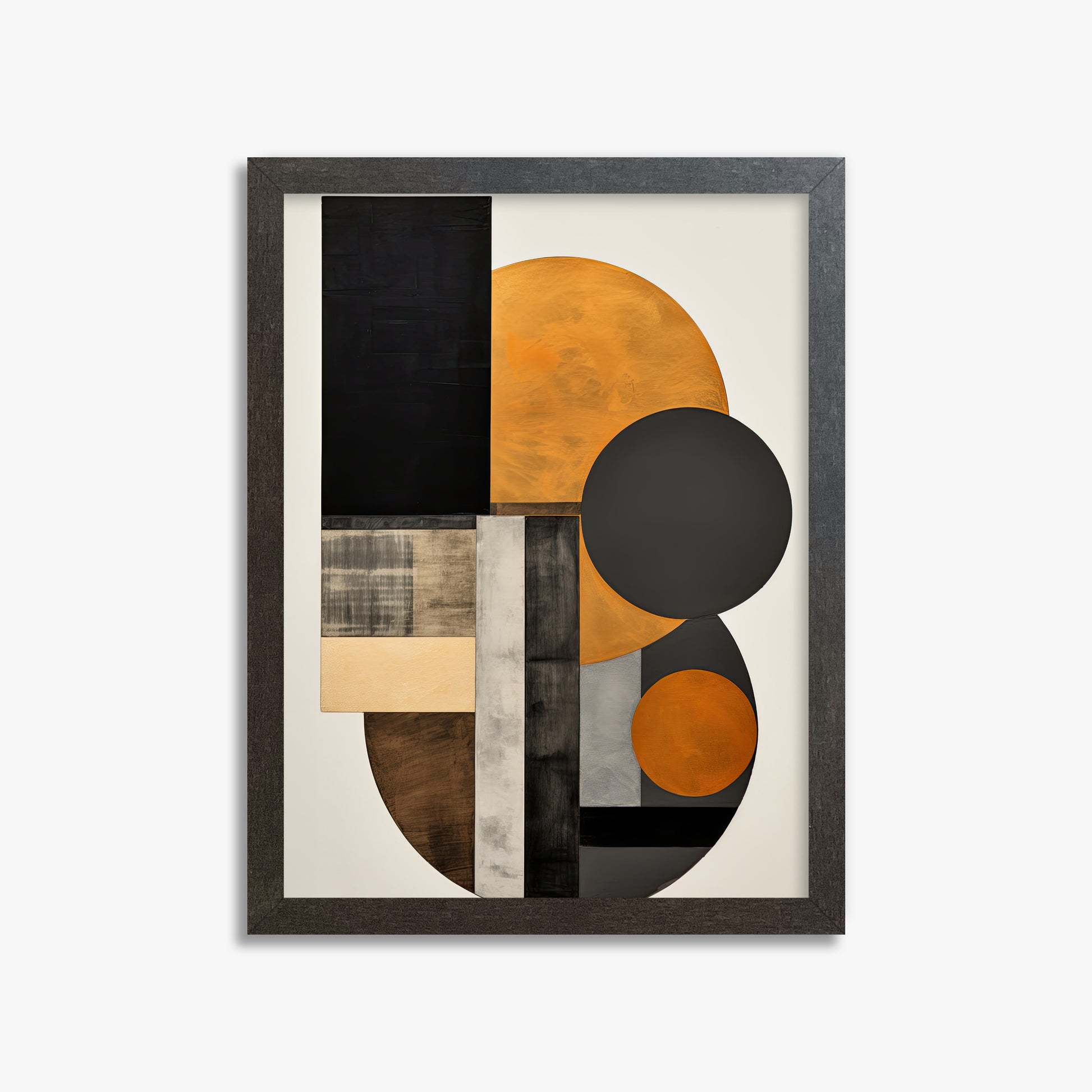 Amber Eclipse Geometry, 30x40cm Framed Art Reproduction With Espresso Frame