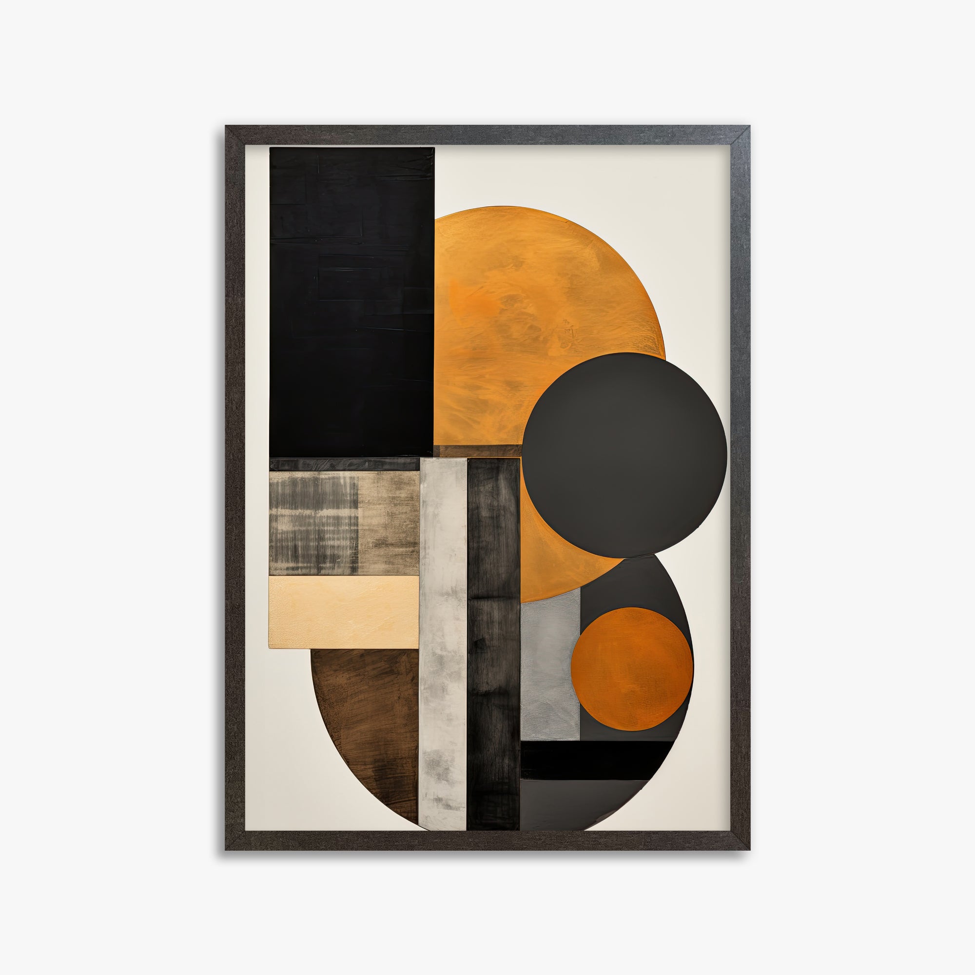 Amber Eclipse Geometry, 50x70cm Framed Art Reproduction With Espresso Frame