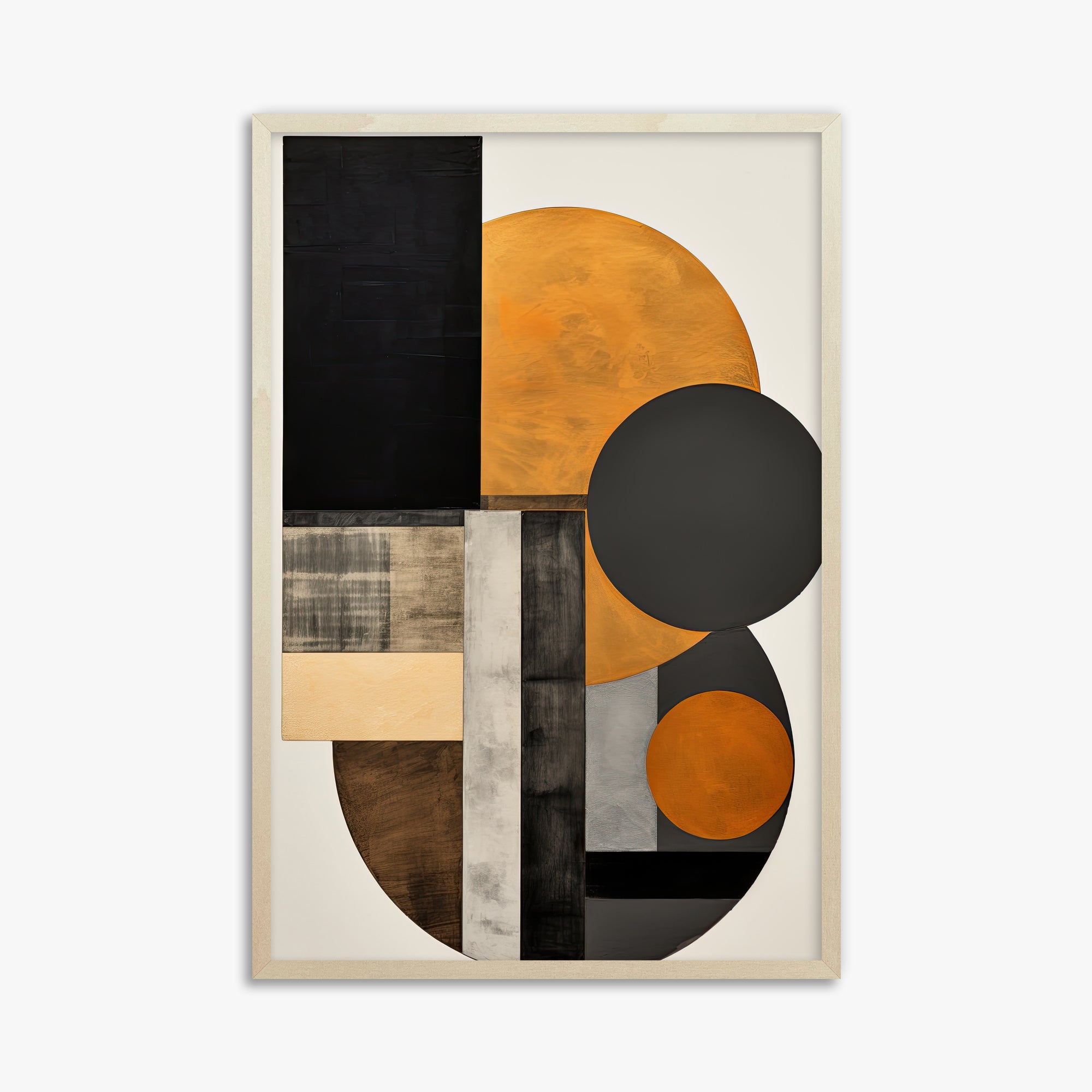 Amber Eclipse Geometry, 61x91cm Framed Art Reproduction With Lime Wood Frame