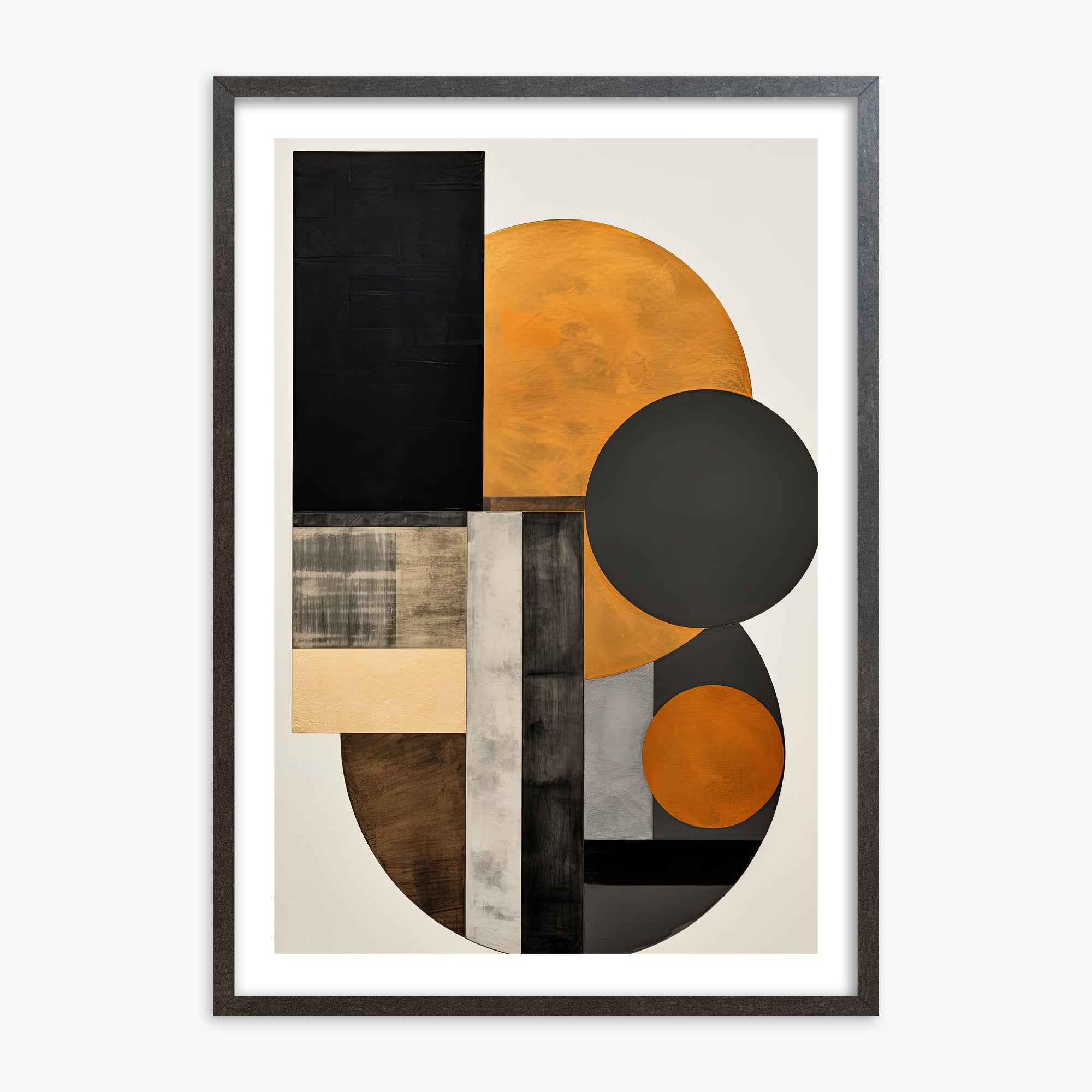 Amber Eclipse Geometry, 70x100cm Framed Art Reproduction With Espresso Frame