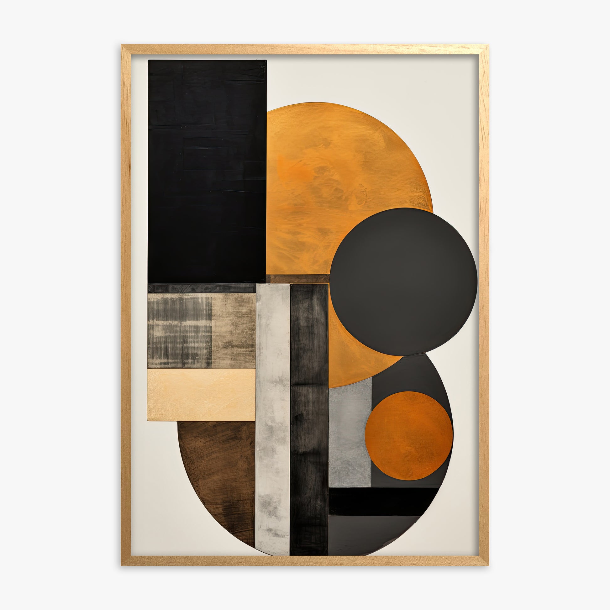 Amber Eclipse Geometry, Oak Framed Poster With Oak Frame