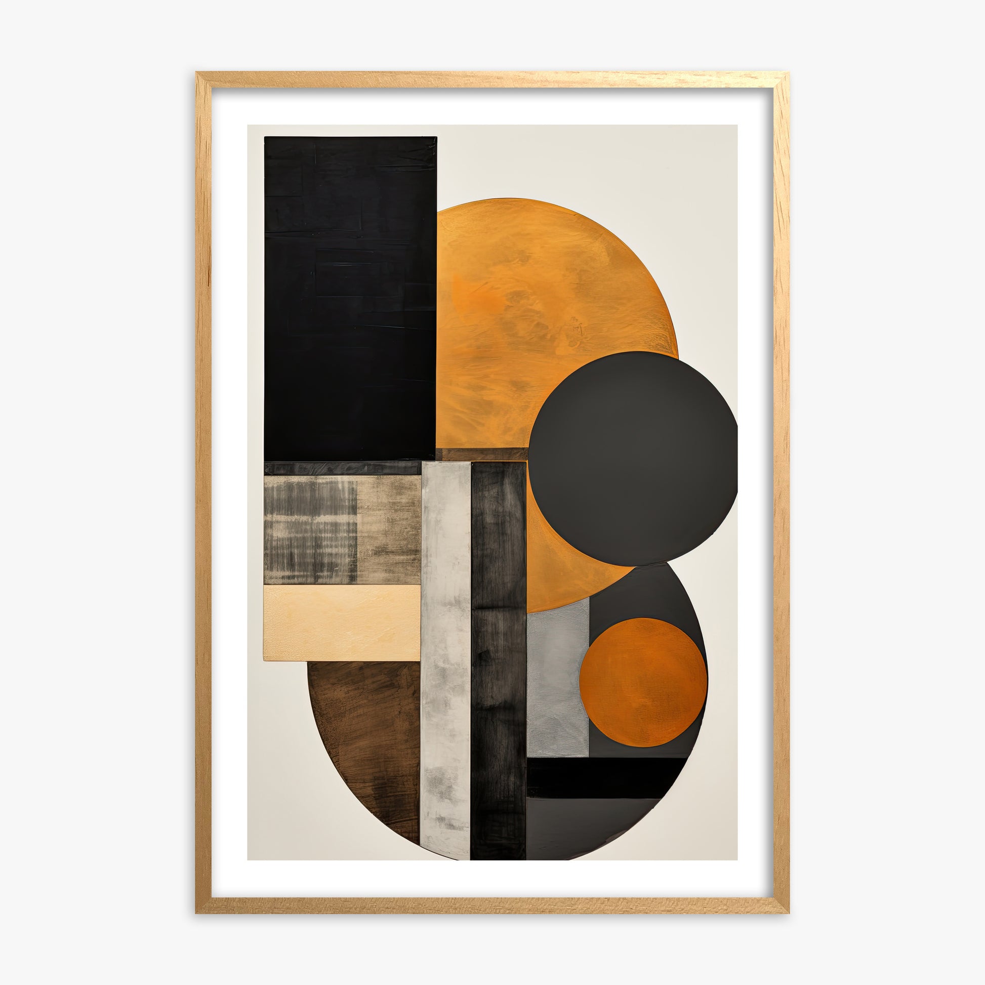 Amber Eclipse Geometry, Oak Framed Poster With Oak Frame