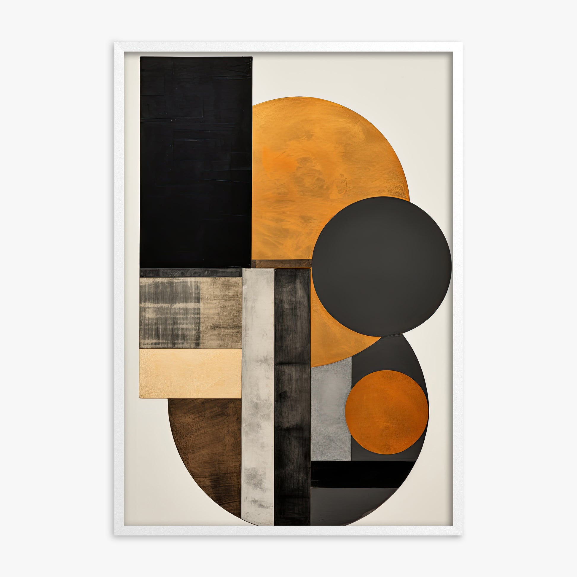 Amber Eclipse Geometry, White Framed Poster With White Frame