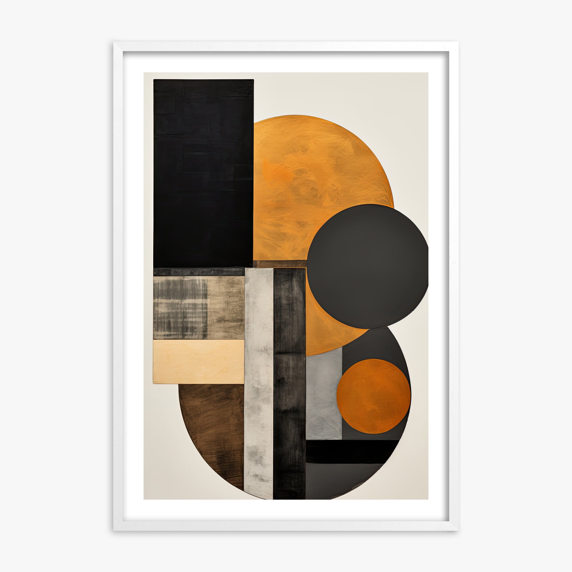 Amber Eclipse Geometry, White Framed Poster With White Frame