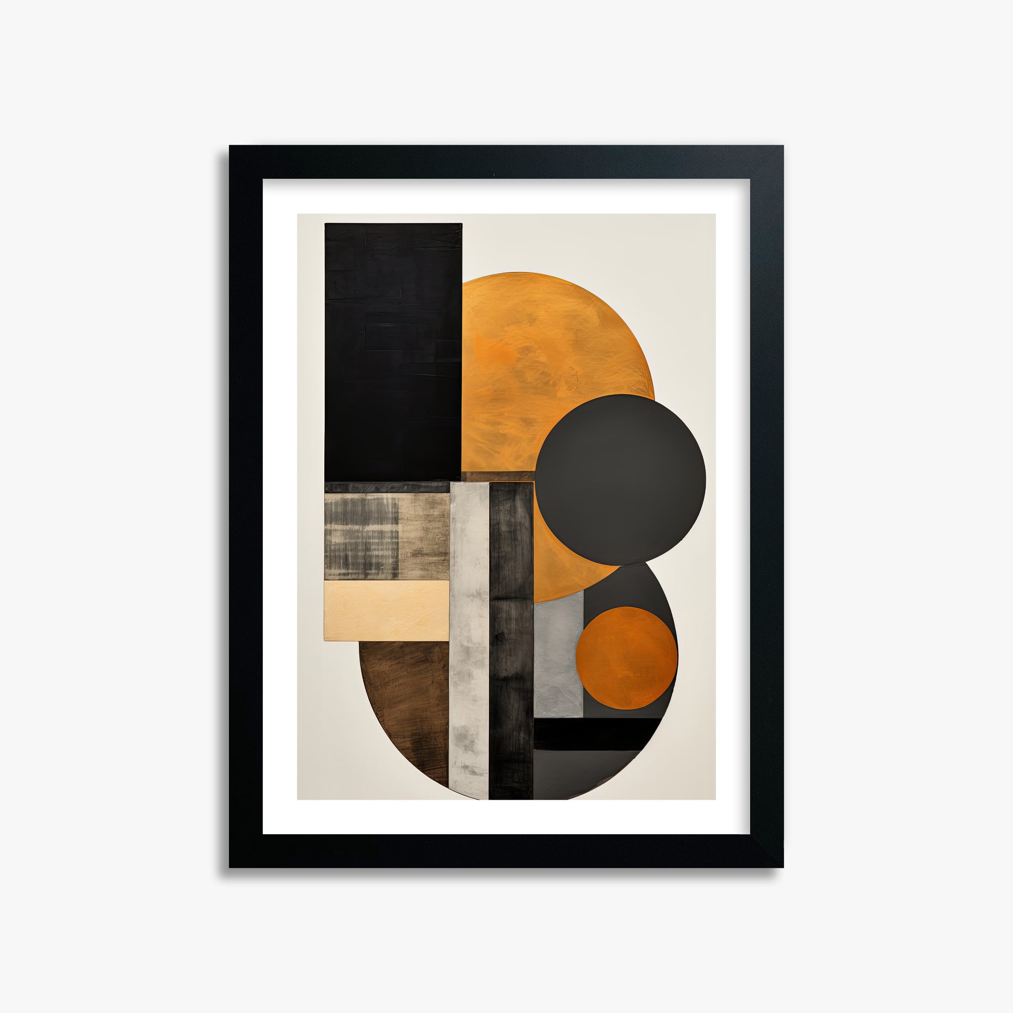 Amber Eclipse Geometry, 30x40cm Black Framed Art Reproduction
