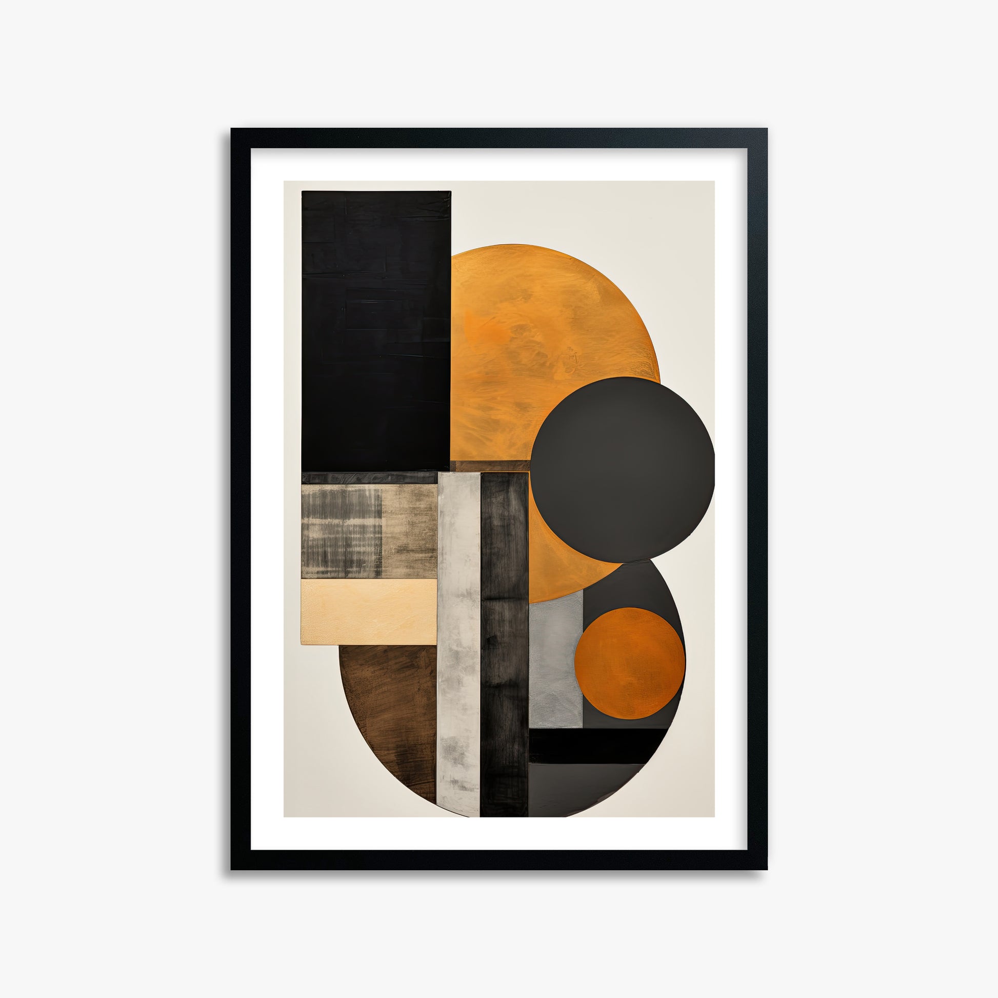 Amber Eclipse Geometry, 50x70cm Black Framed Art Reproduction