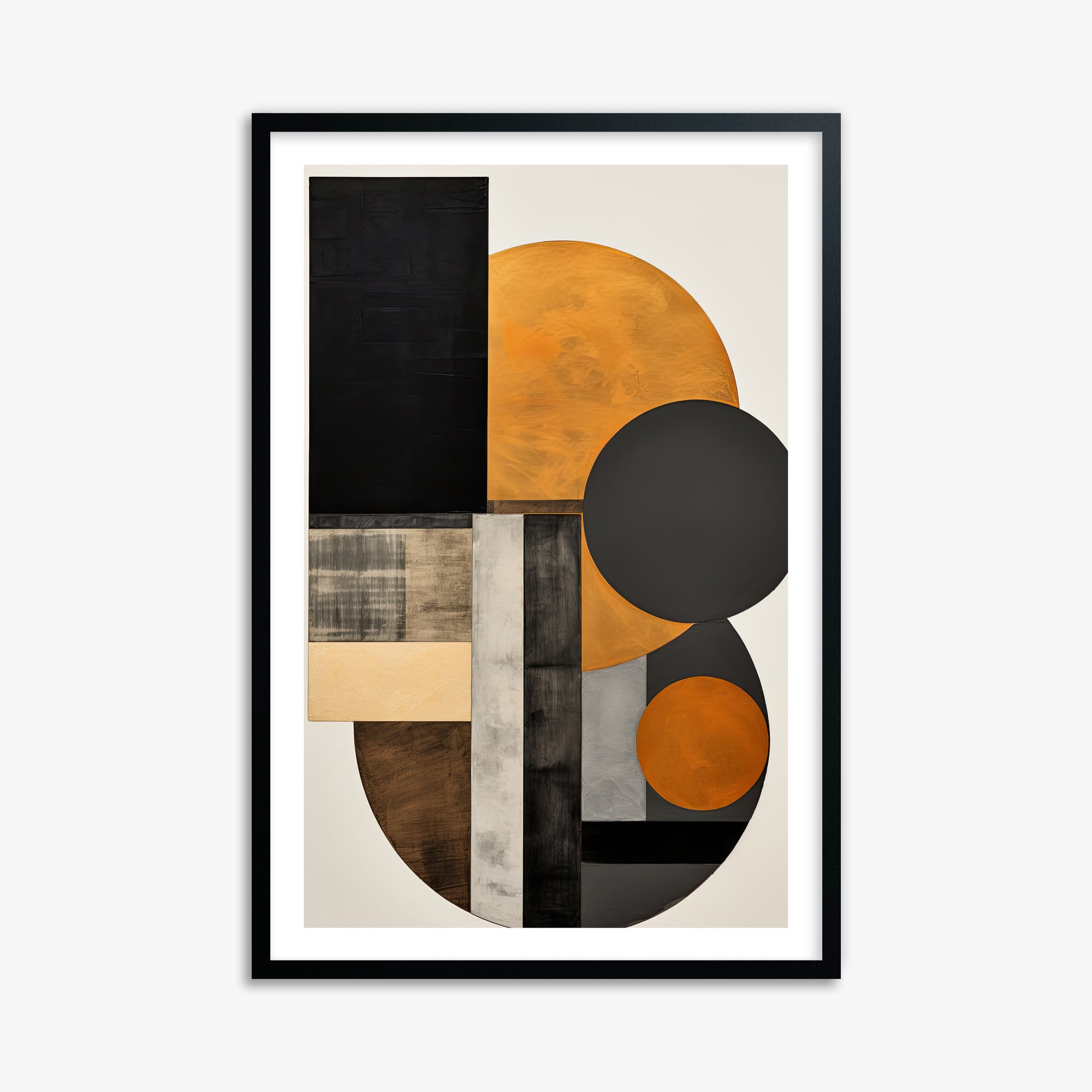 Amber Eclipse Geometry, 61x91cm Black Framed Art Reproduction