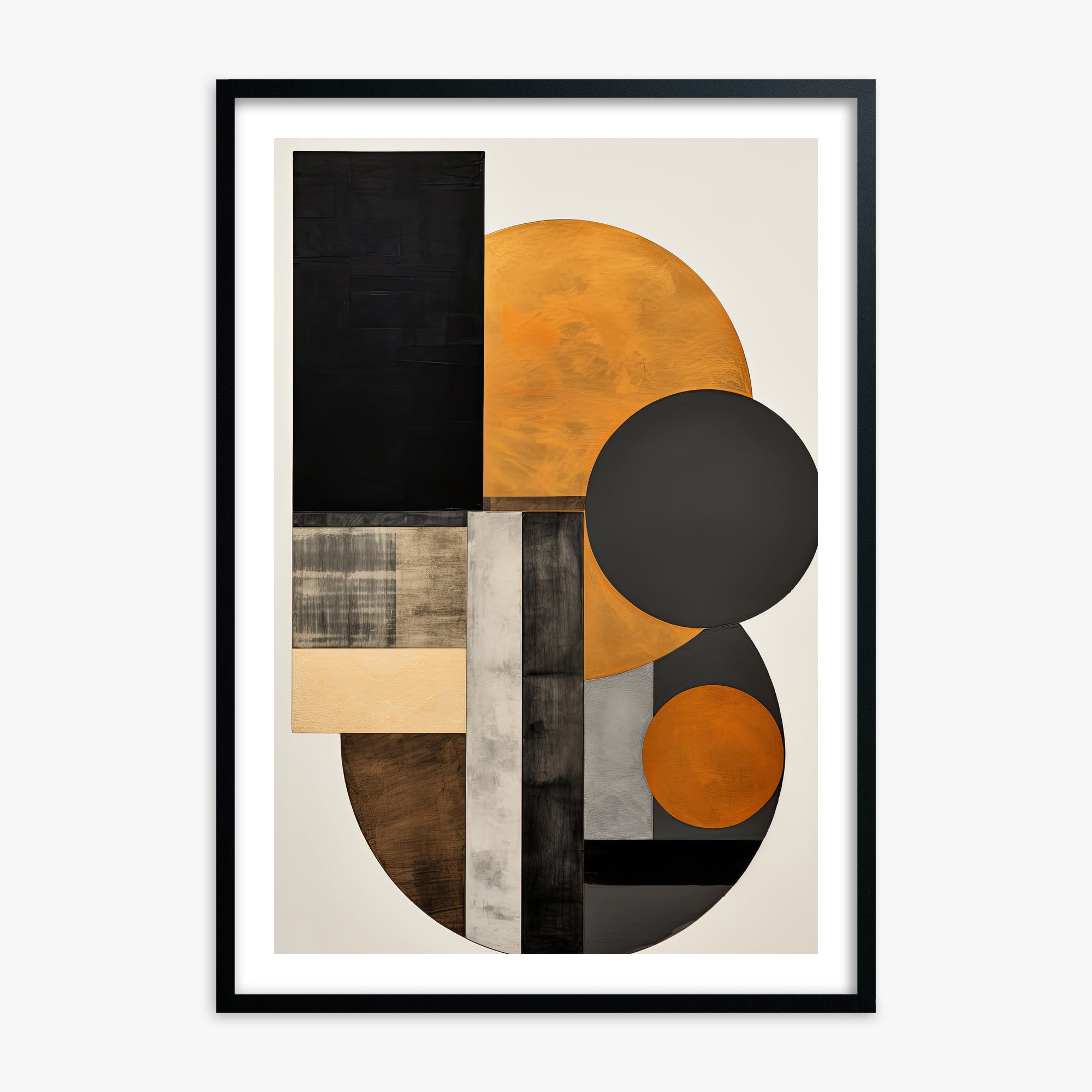 Amber Eclipse Geometry, 70x100cm Black Framed Art Reproduction