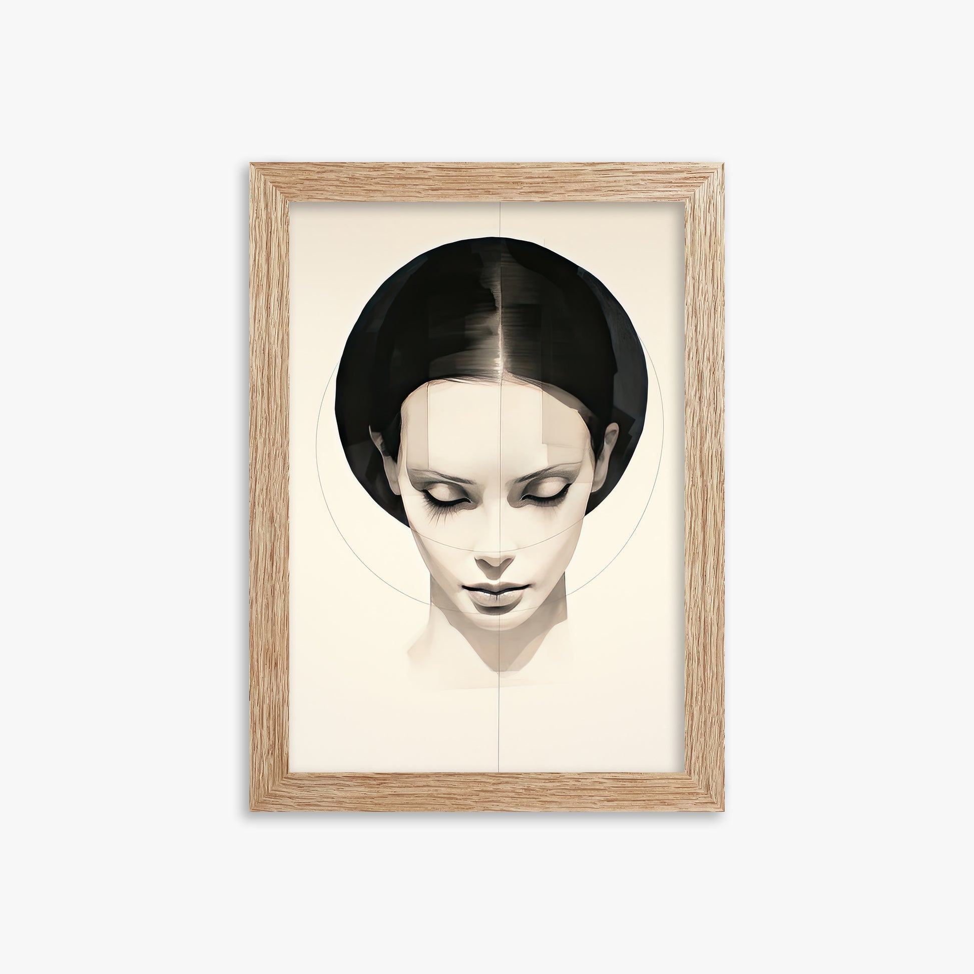 Ethereal Symmetry, 21x30cm Framed Art Reproduction With Raw Oak Frame