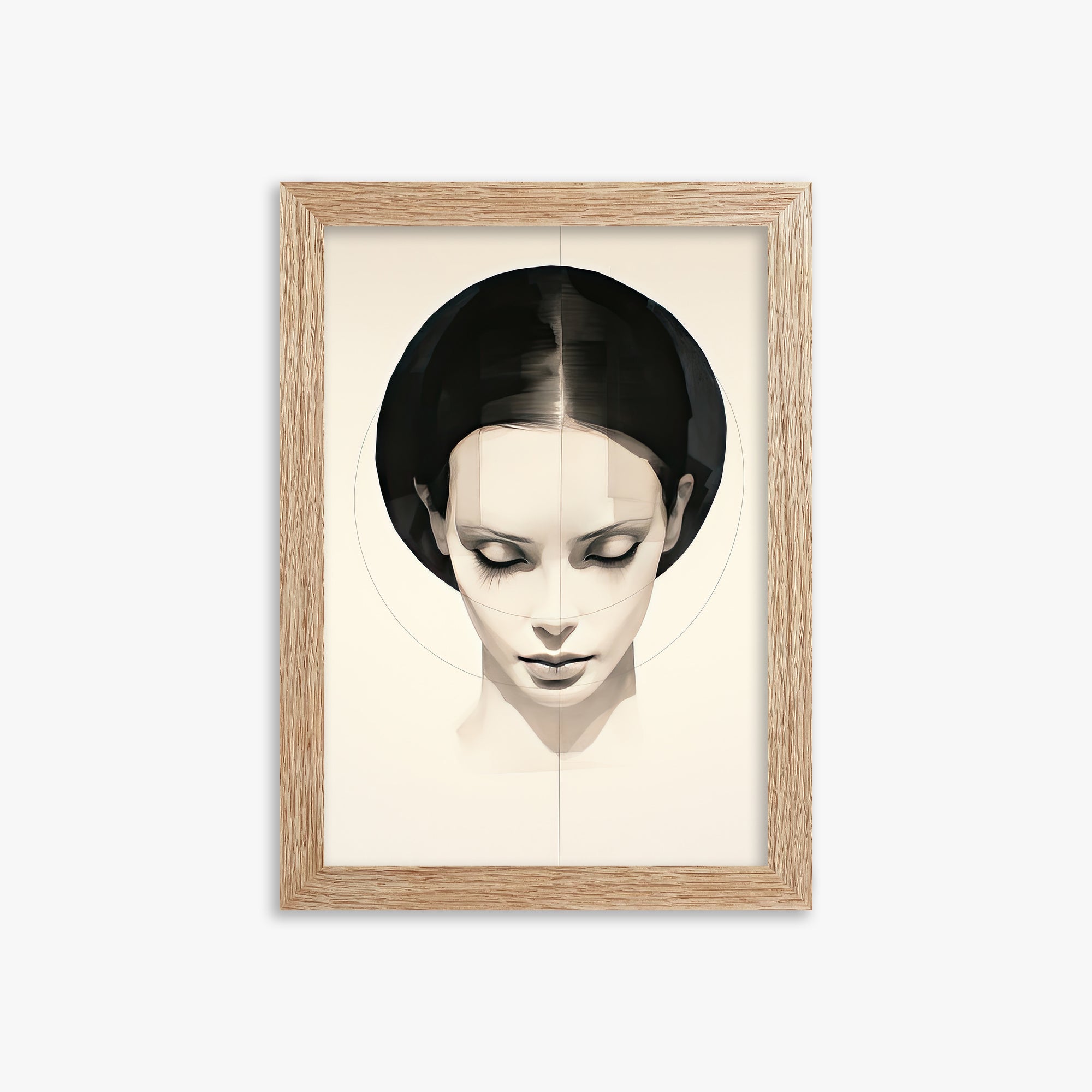 Ethereal Symmetry, 21x30cm Framed Art Reproduction With Raw Oak Frame