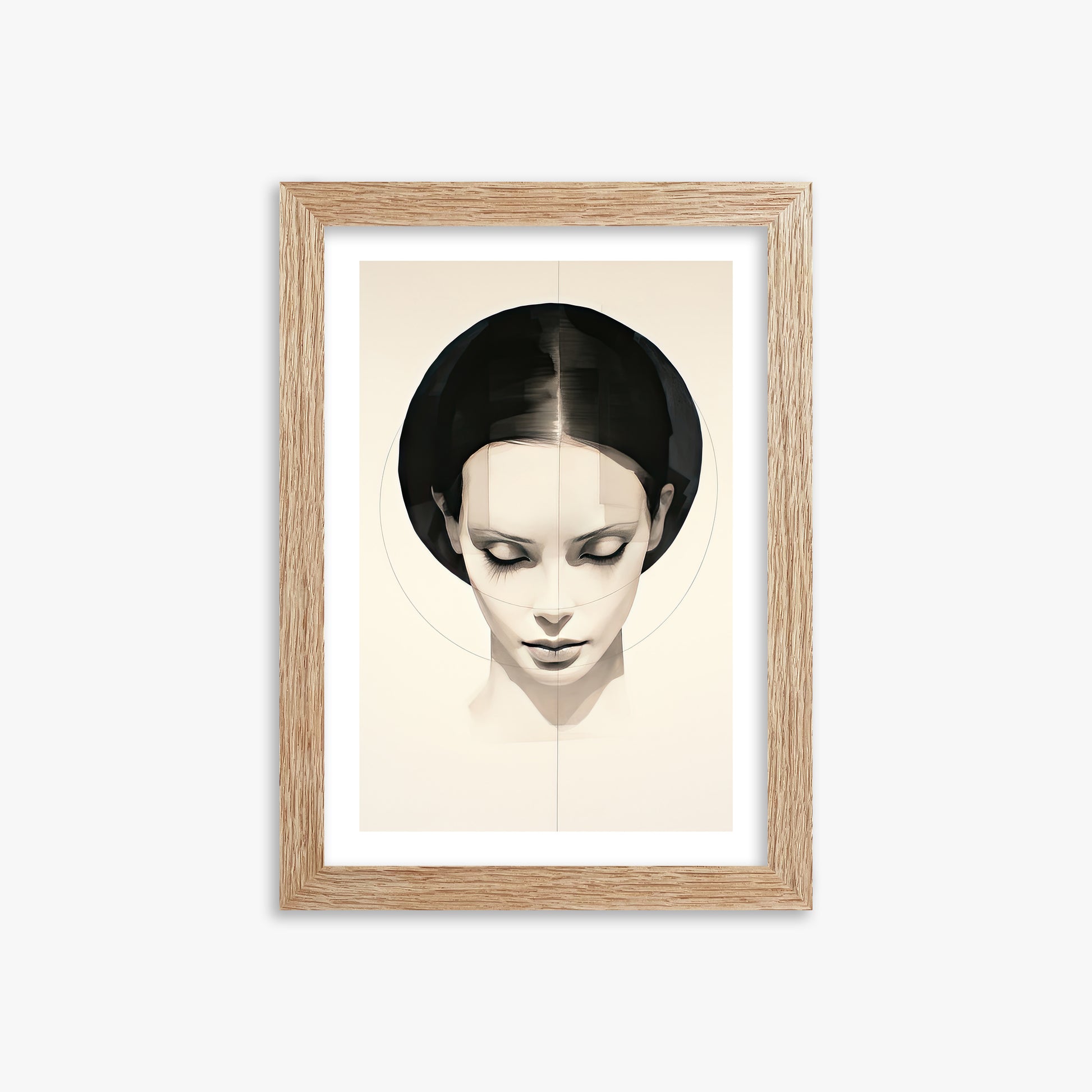 Ethereal Symmetry, 21x30cm Framed Art Reproduction With Raw Oak Frame