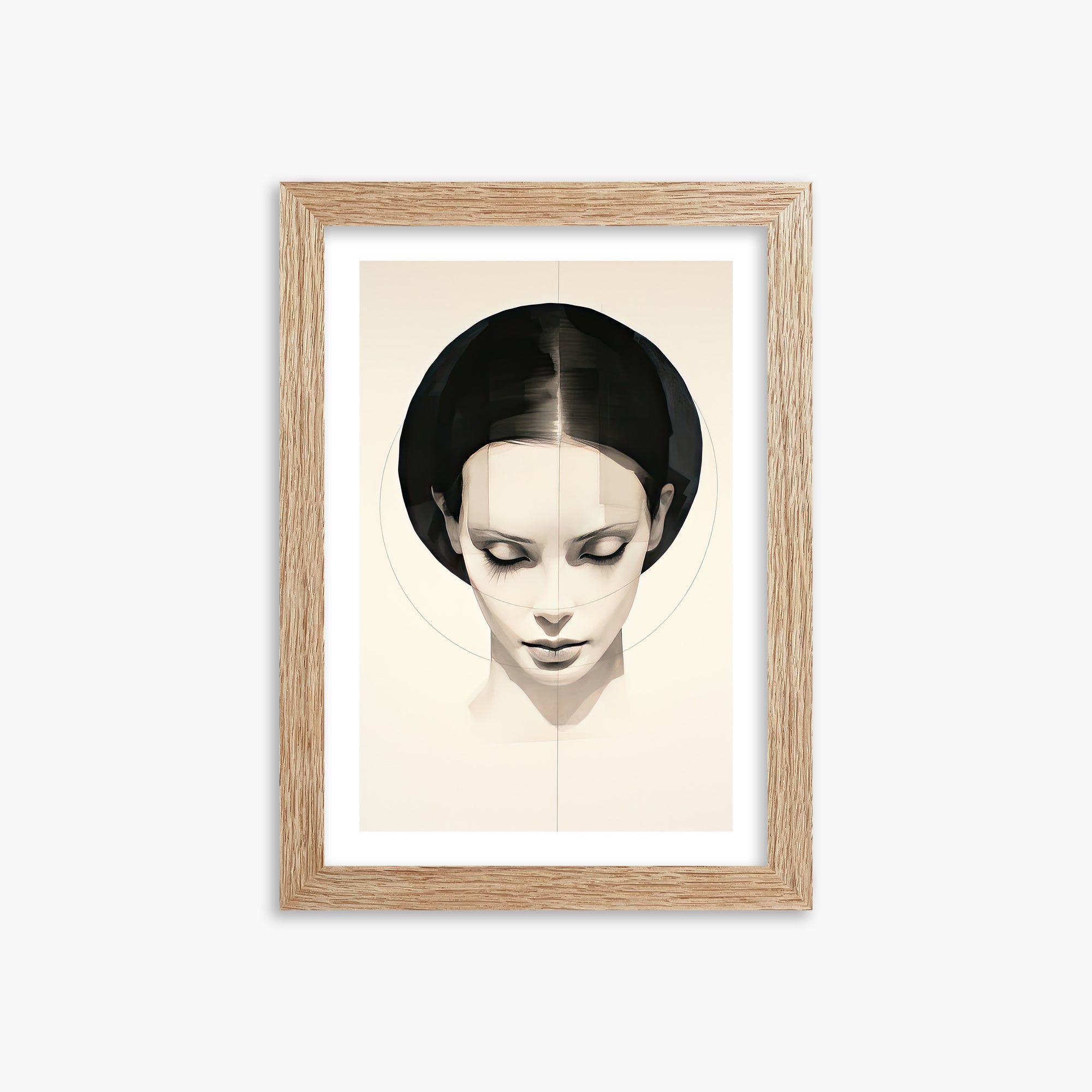 Ethereal Symmetry, 21x30cm Framed Art Reproduction With Raw Oak Frame